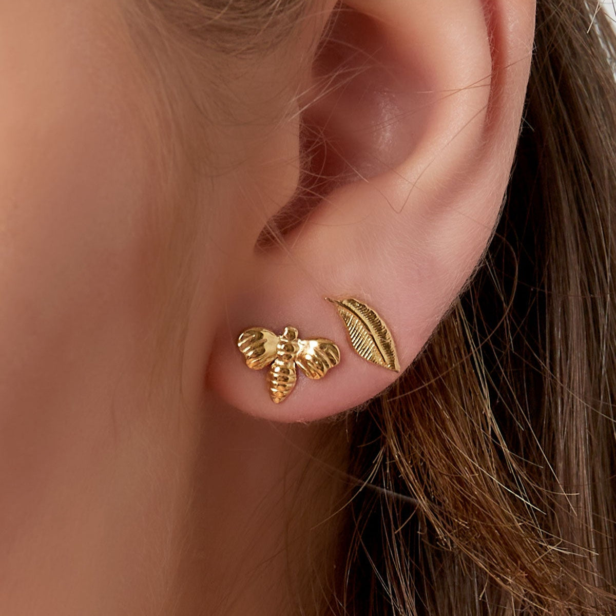 oorbellen feather goud rvs