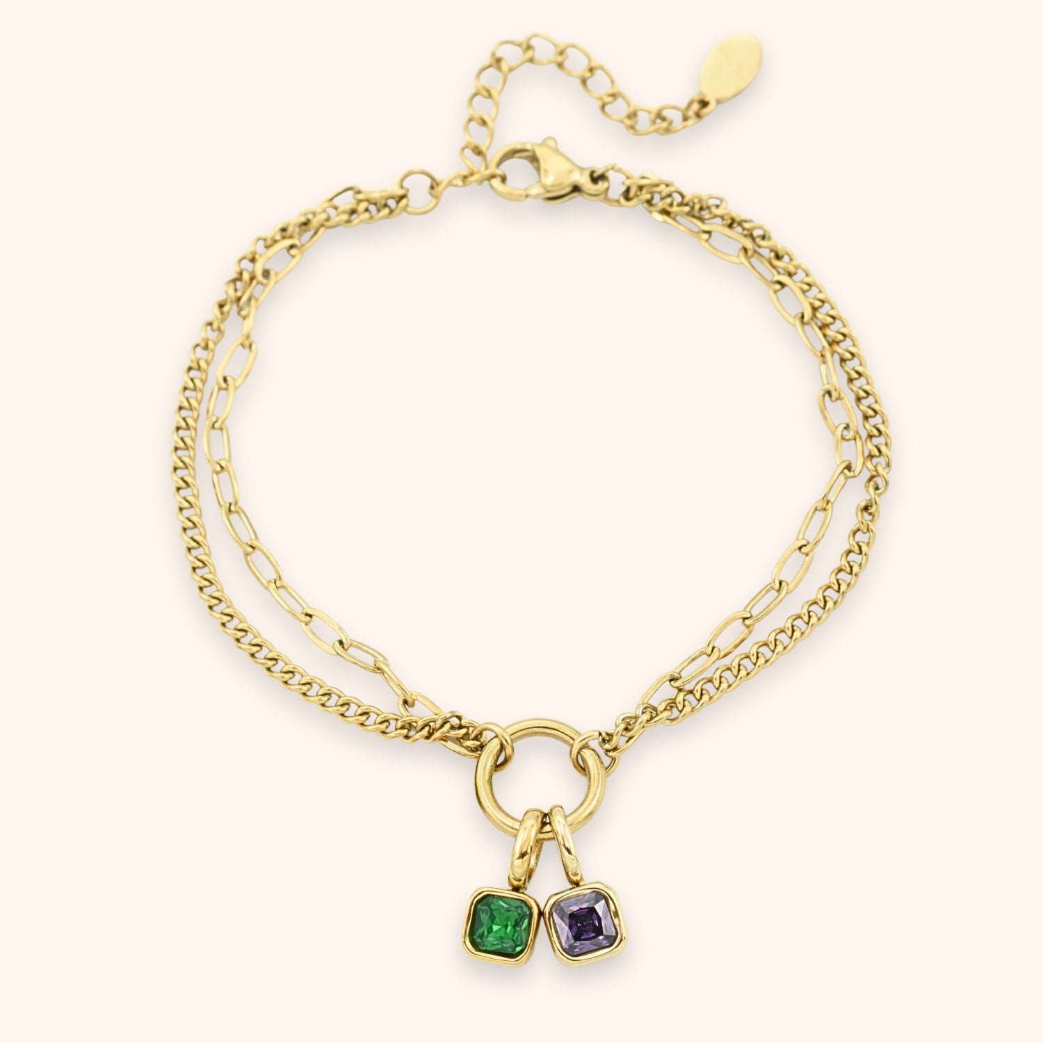 Geboortesteen bedel armband