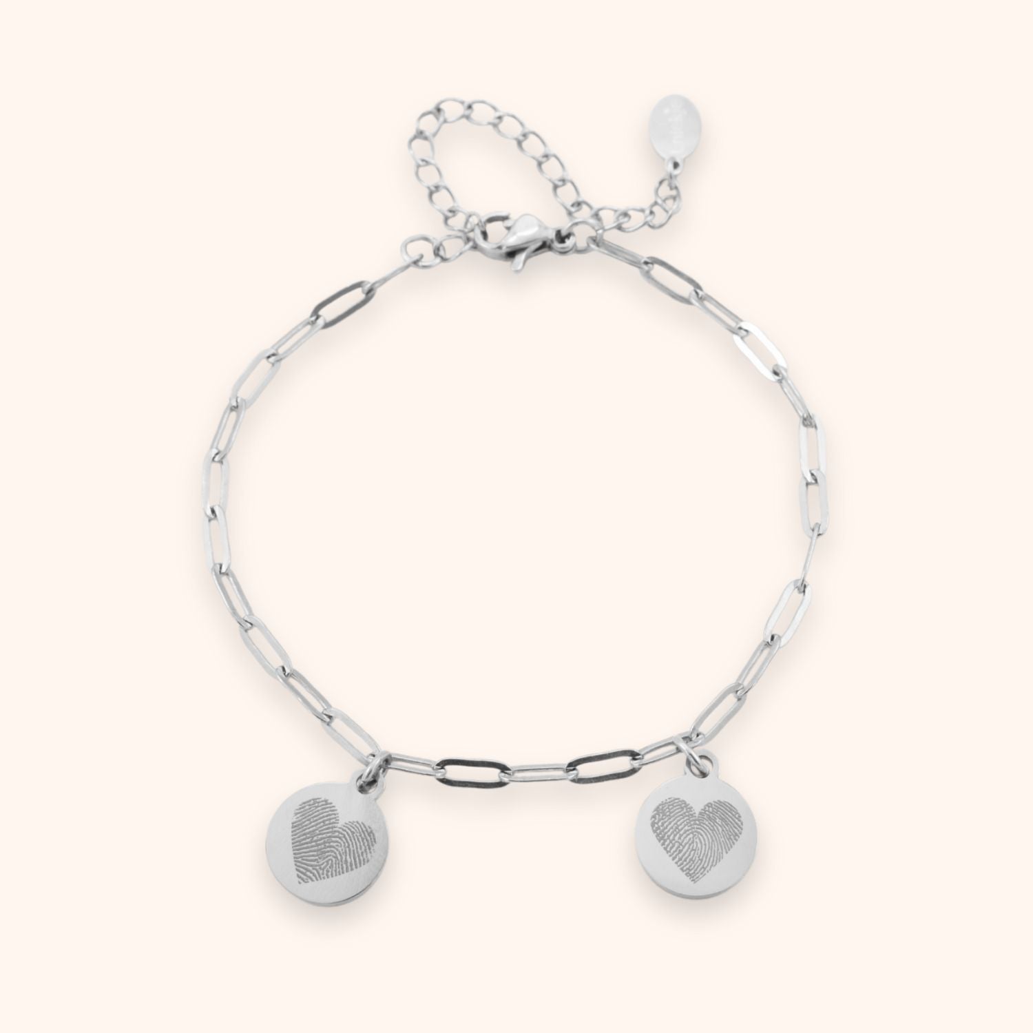 Dames armband gegraveerd met 2 vingerafdrukken op ronde bedels goud