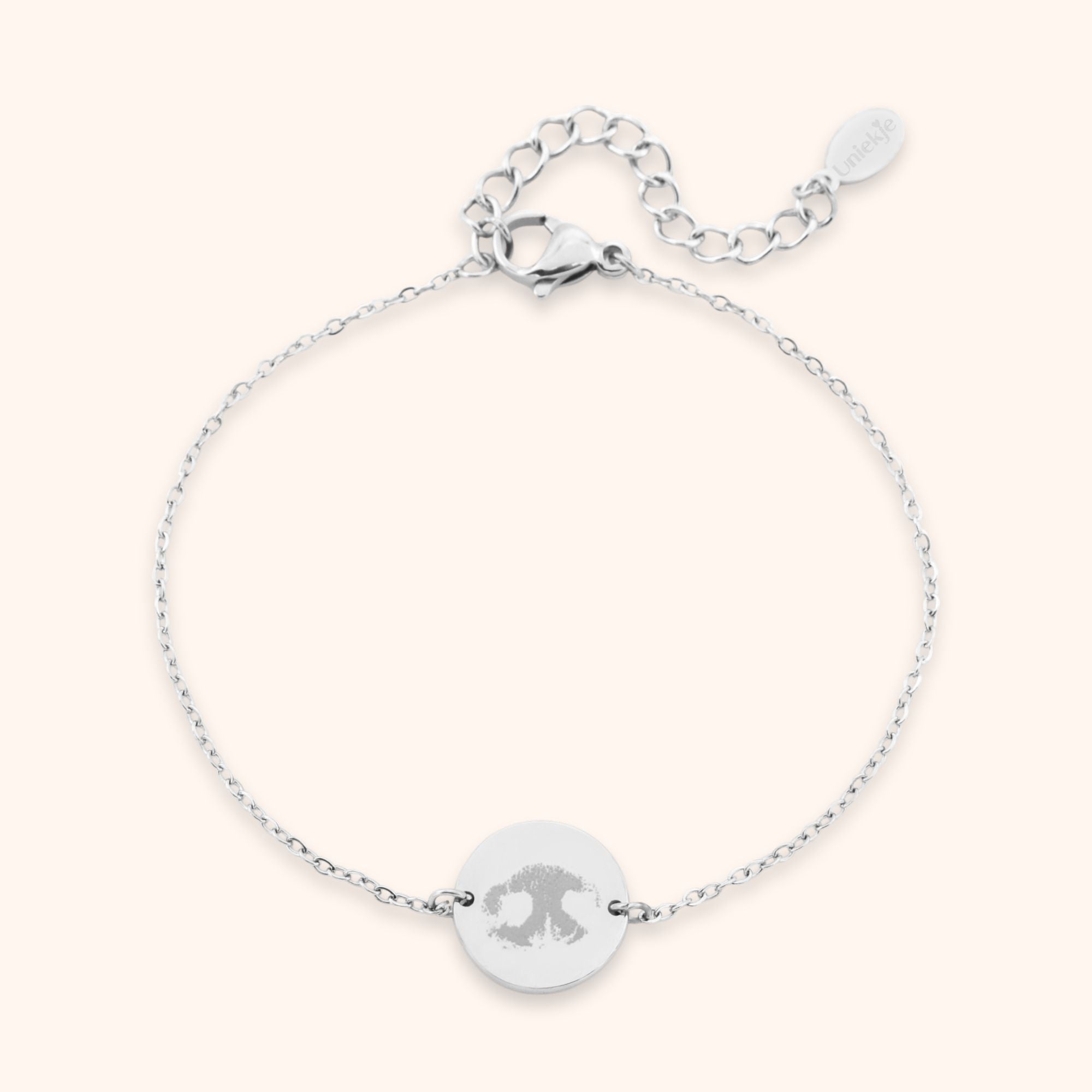 Armband met neusafdruk kleur zilver stainless steel