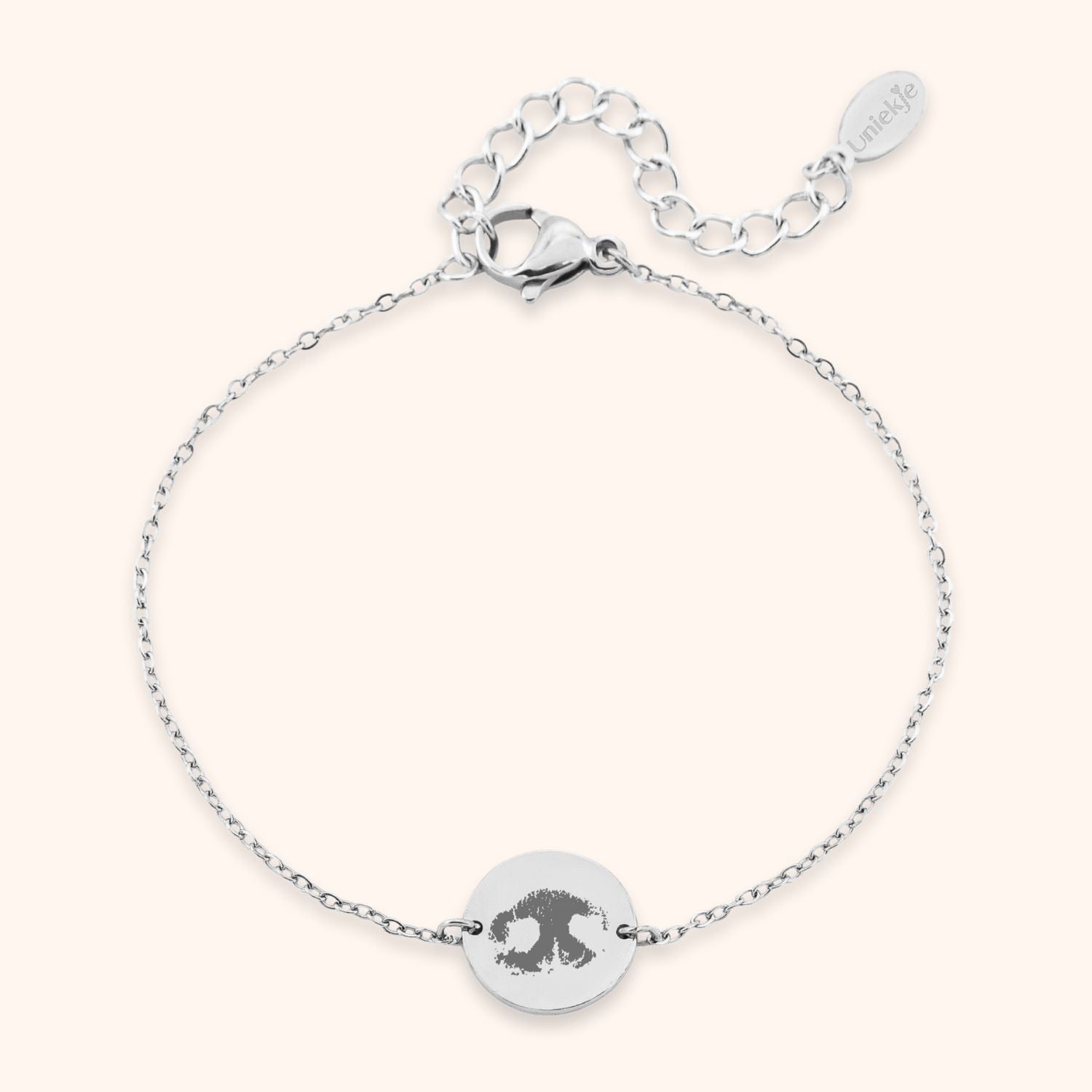 Armband met neusafdruk kleur zilver stainless steel