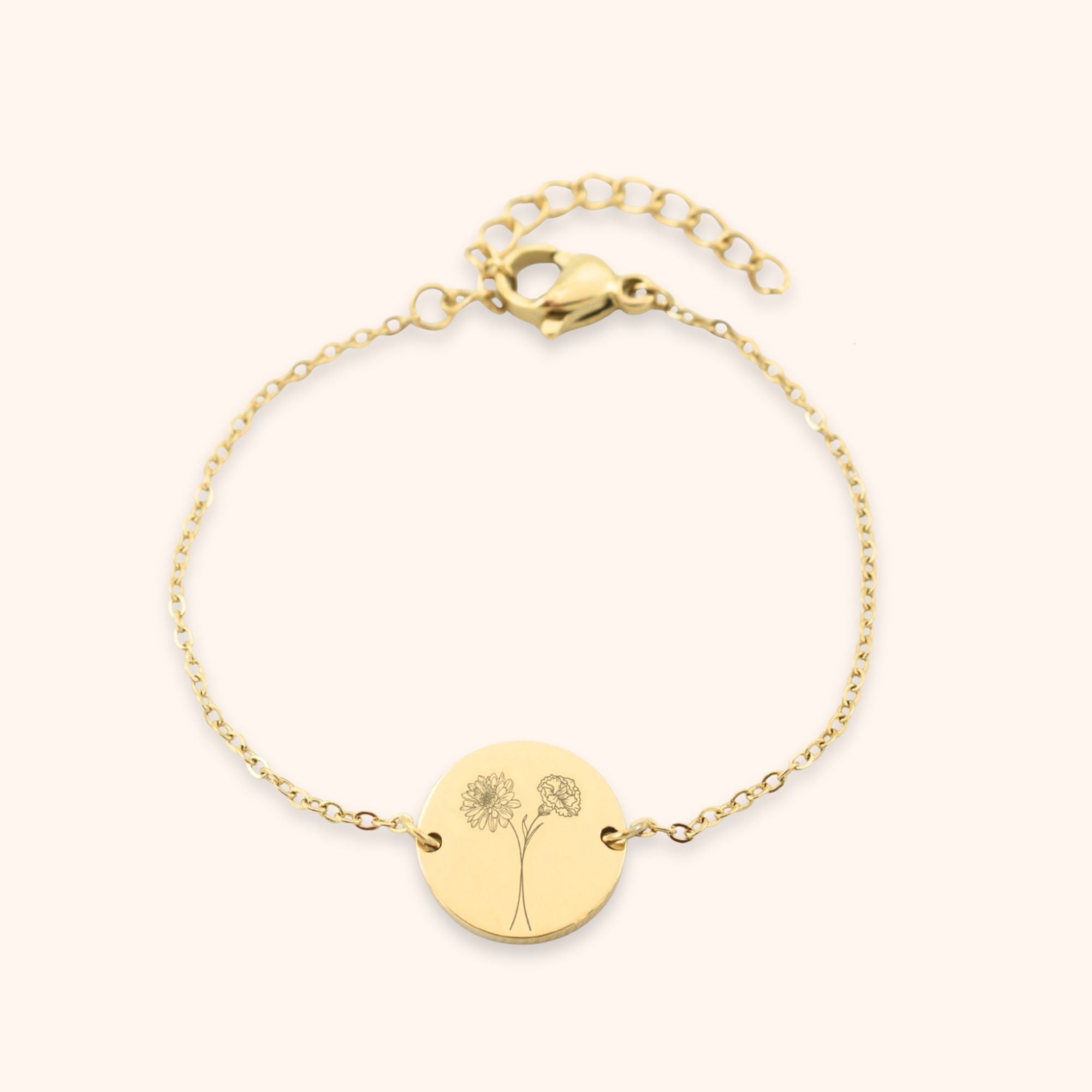 Kinderarmbandje munt geboortebloemen