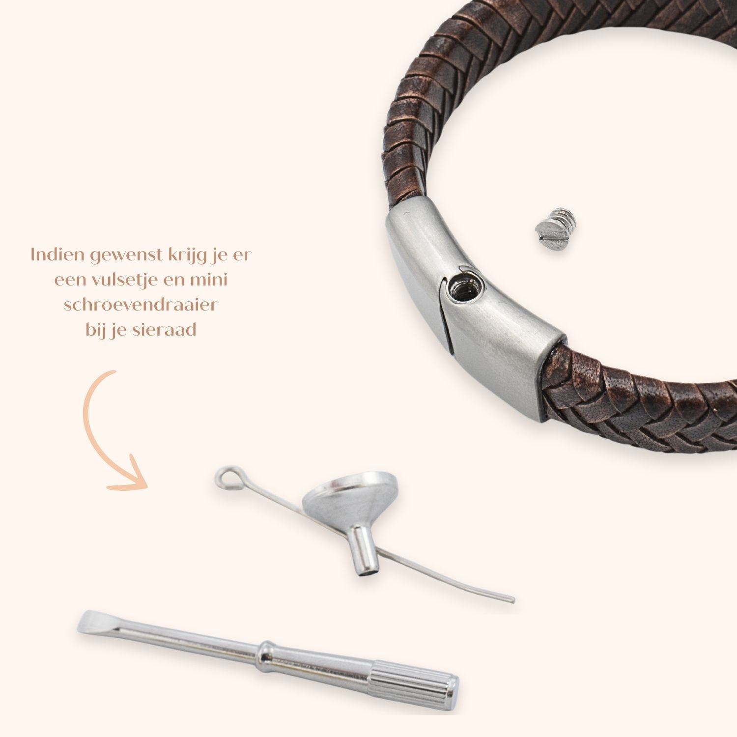 As armband heren leer 15 mm