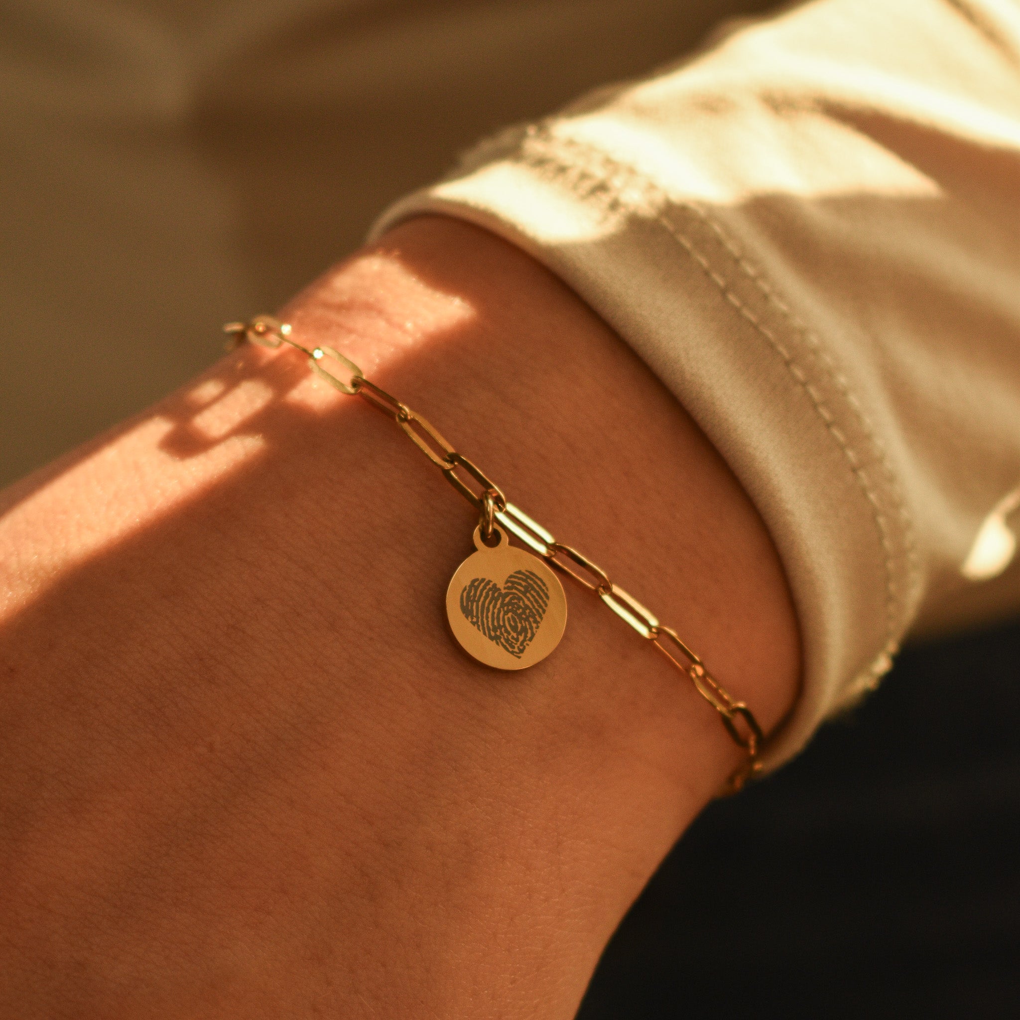 Vingerafdruk armband dames bedel goud stainless steel