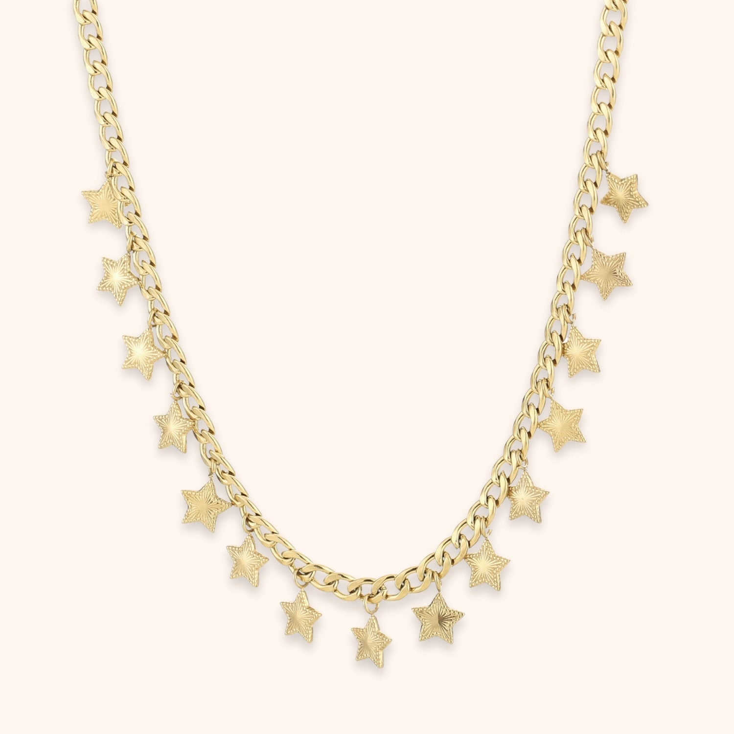 Bedel ketting met veel sterren goud stainless steel