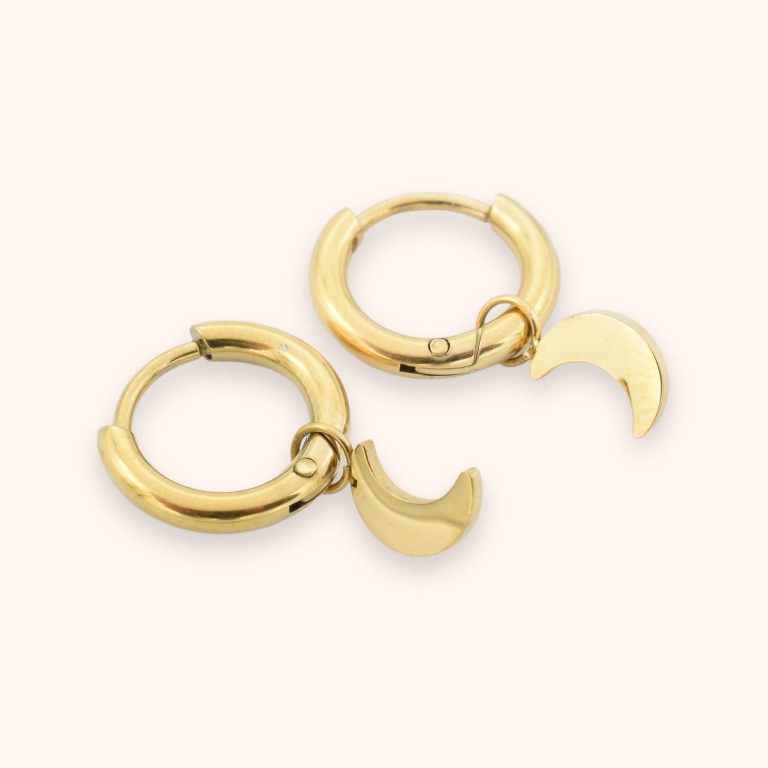 Maan oorbellen hanger hoops goud