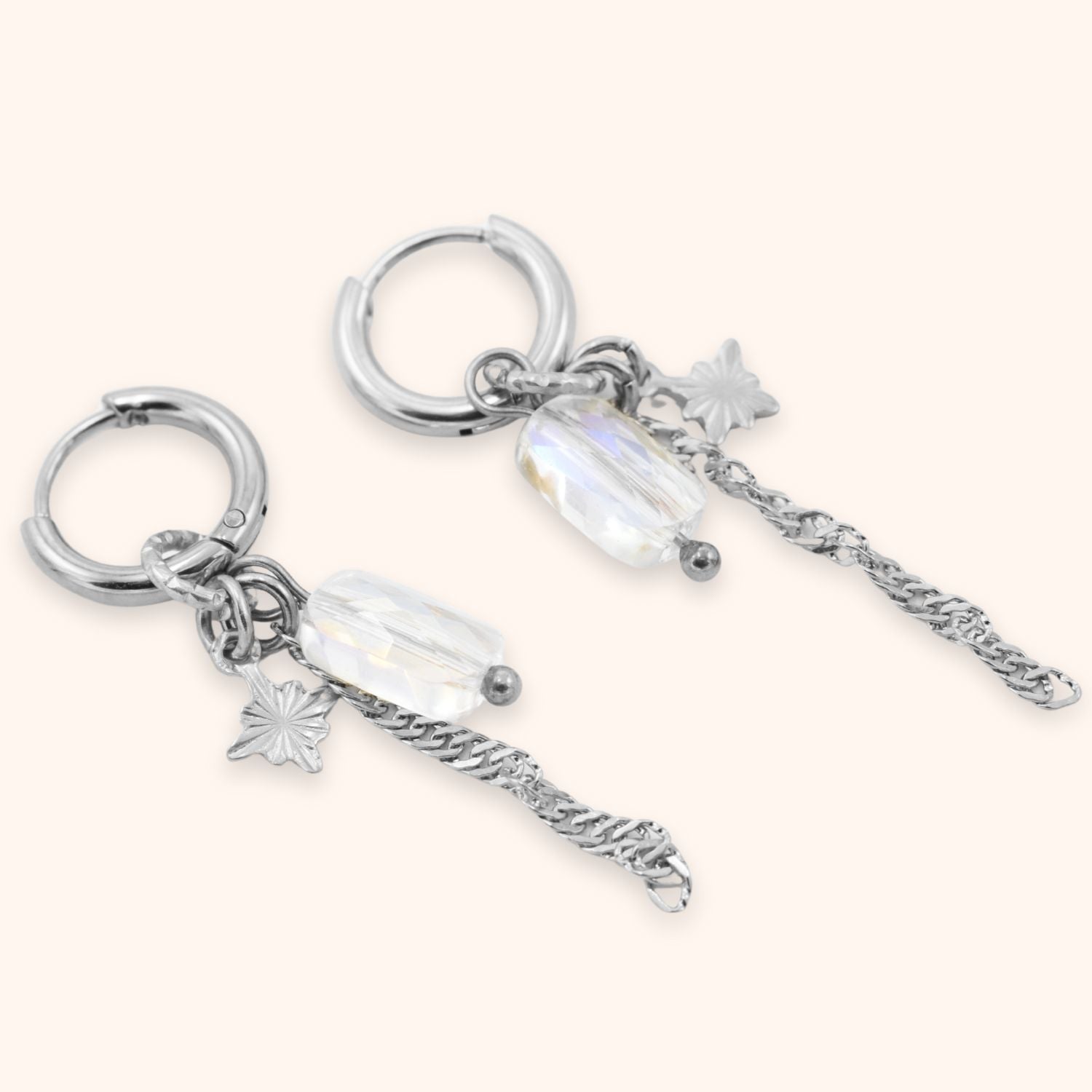 Oorringen regenboog kraal & ster