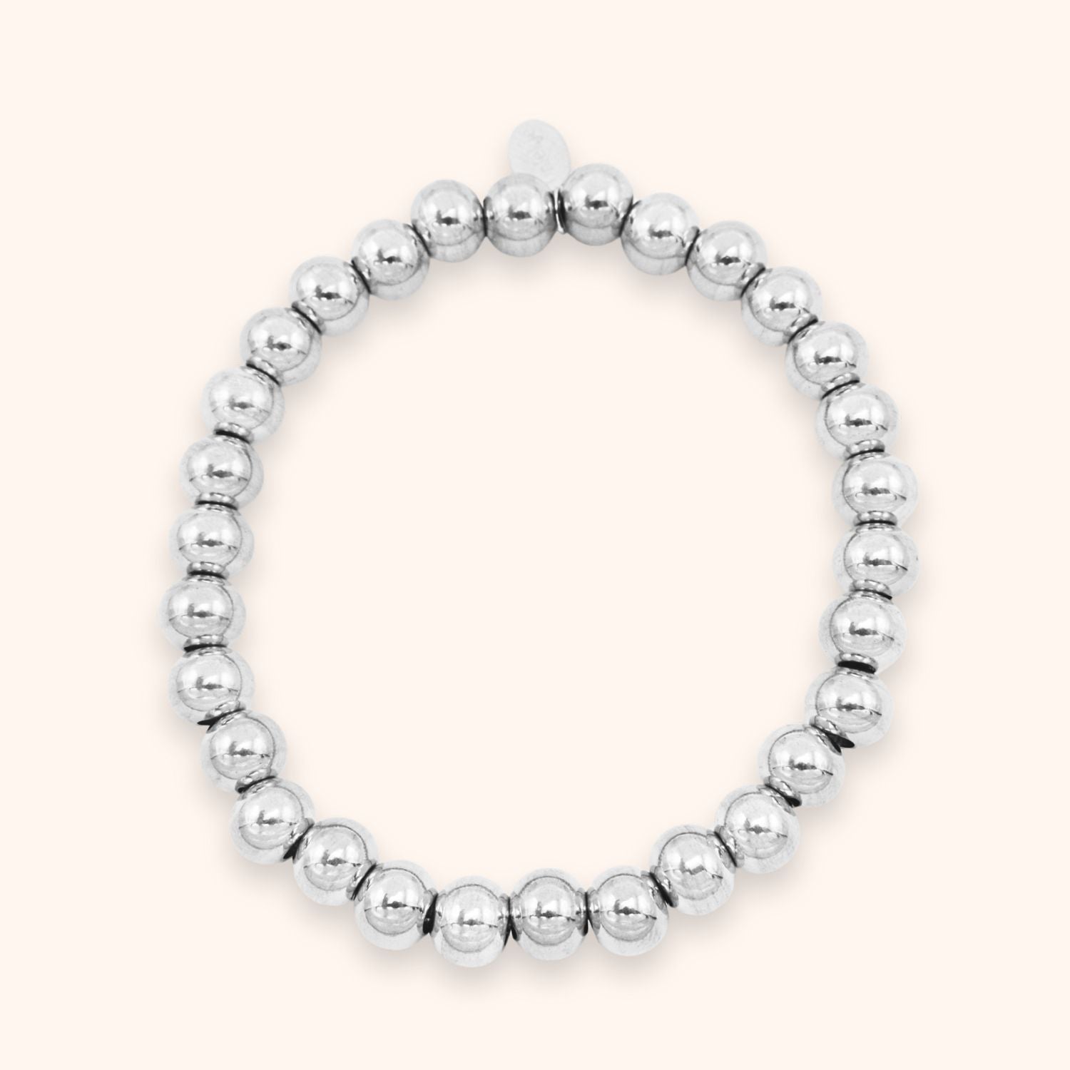 kralen armband balletjes 7mm kleur zilver stainless steel