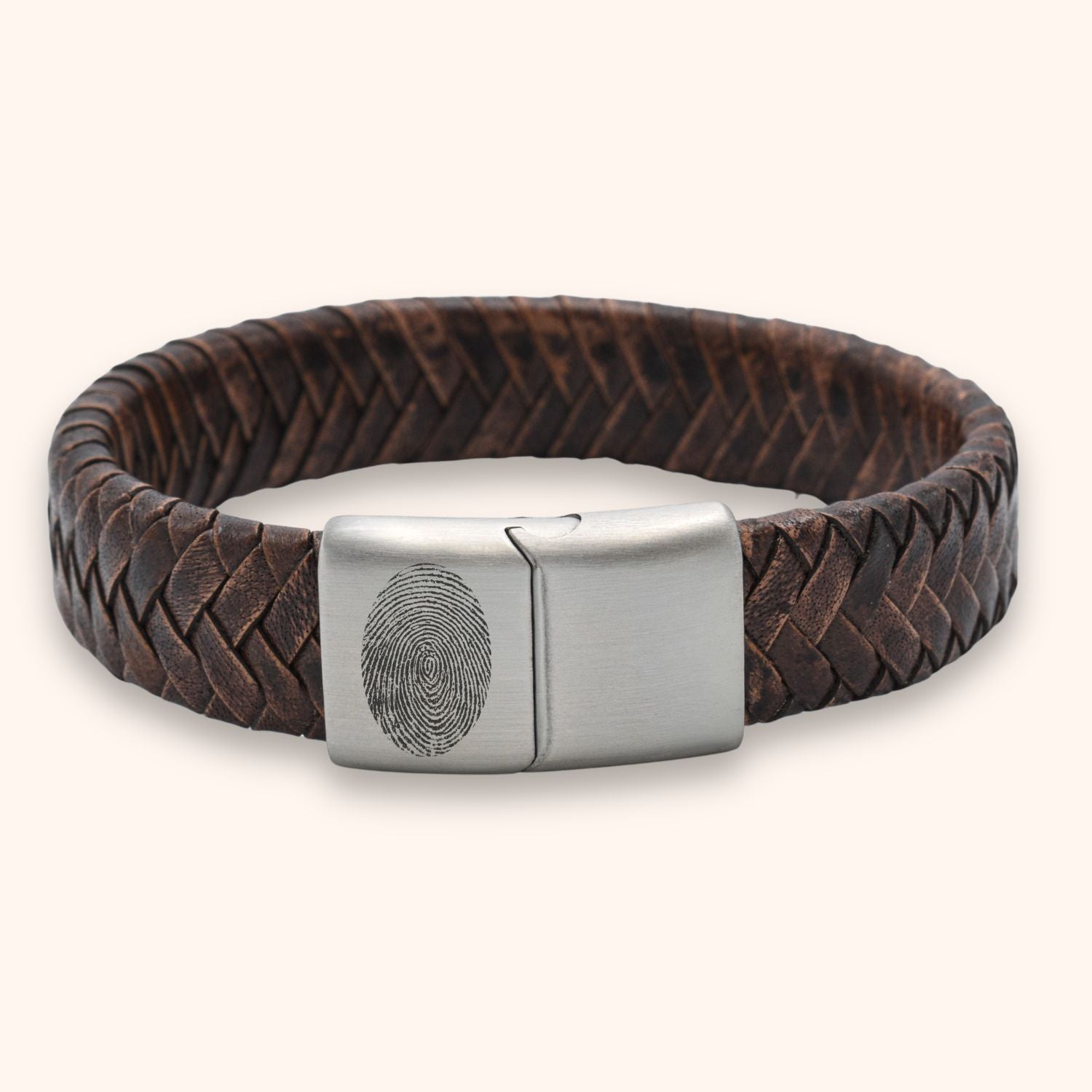 Leren armband heren vingerafdruk 15 mm