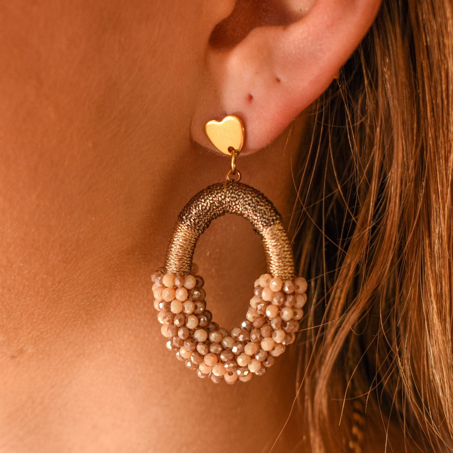 Statement oorbellen bruin ovaal