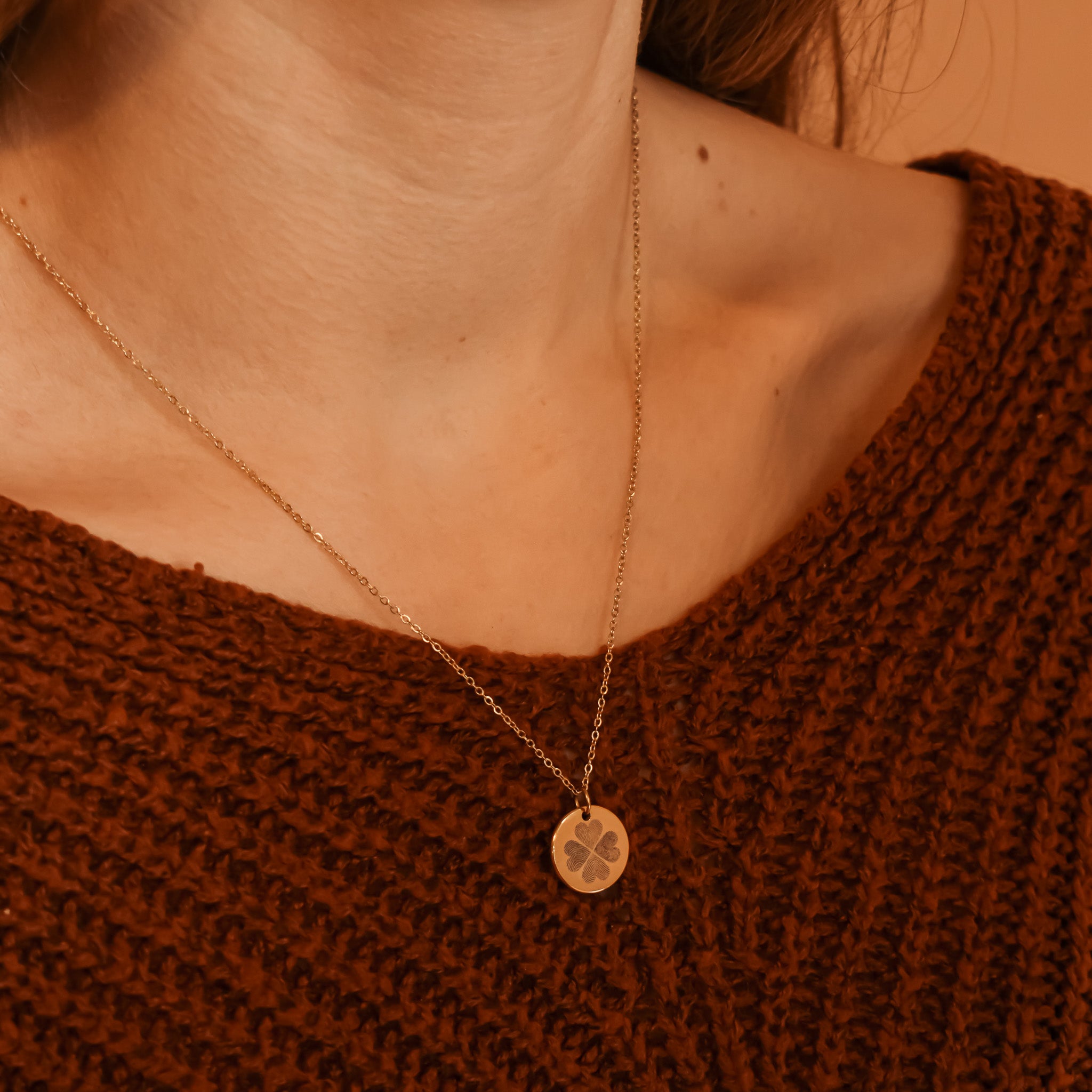 Ketting met 4 vingerafdrukken goud stainless steel