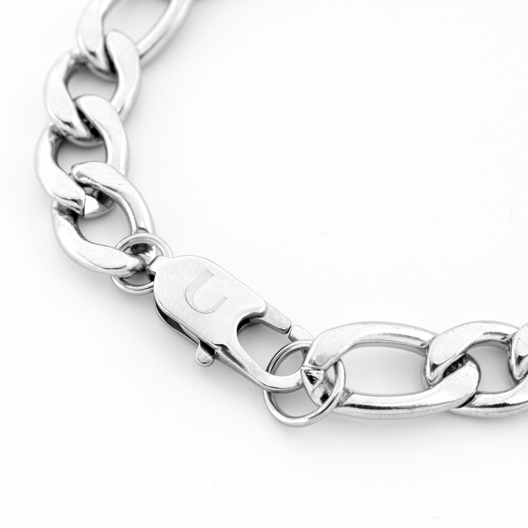 heren schakel armband figaro grof zilver rvs sluiting