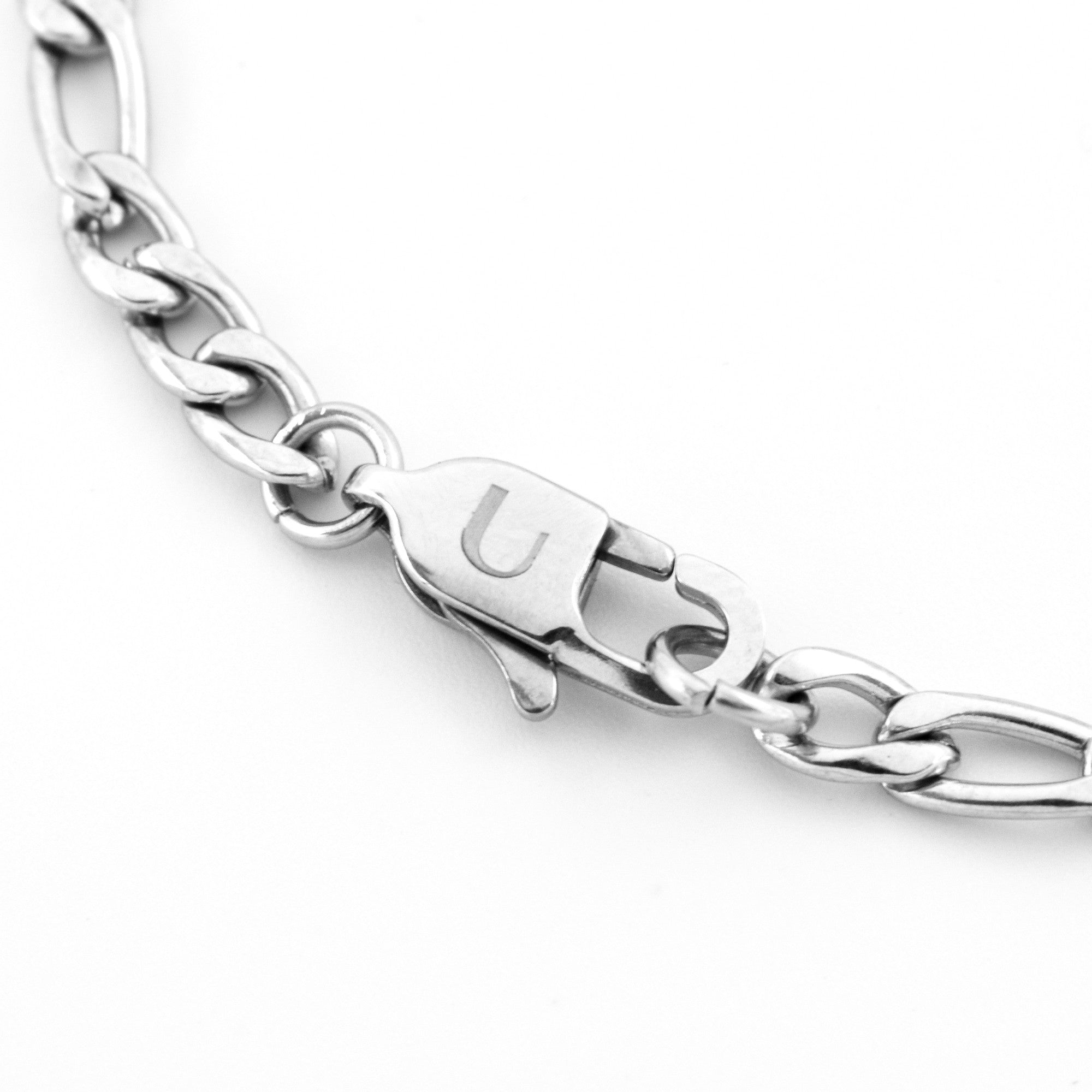 mannen schakel armband figaro zilver rvs sluiting