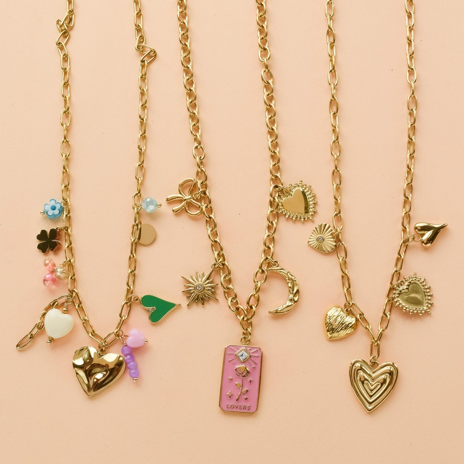 Ketting met bedels goud stainless steel