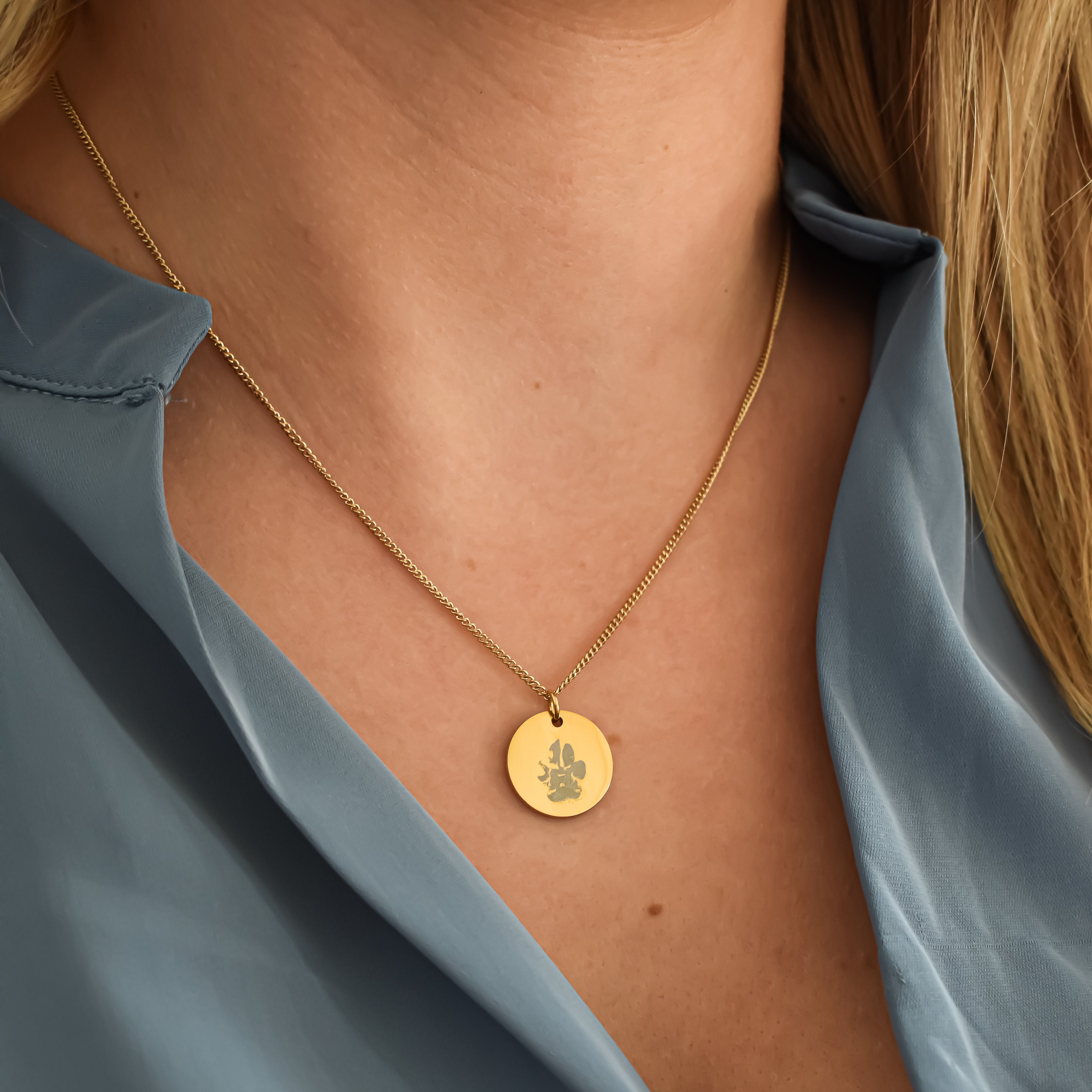 Ketting pootafdruk hond gegraveerd goud