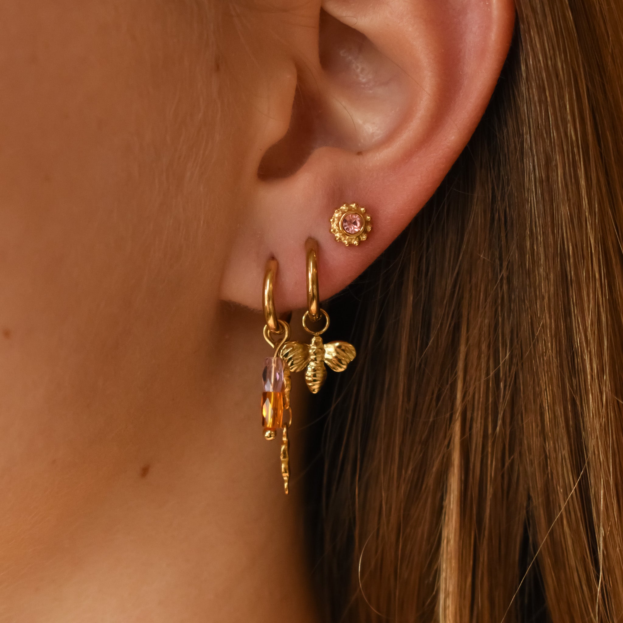 Oorringen kraaltjes & ketting hart