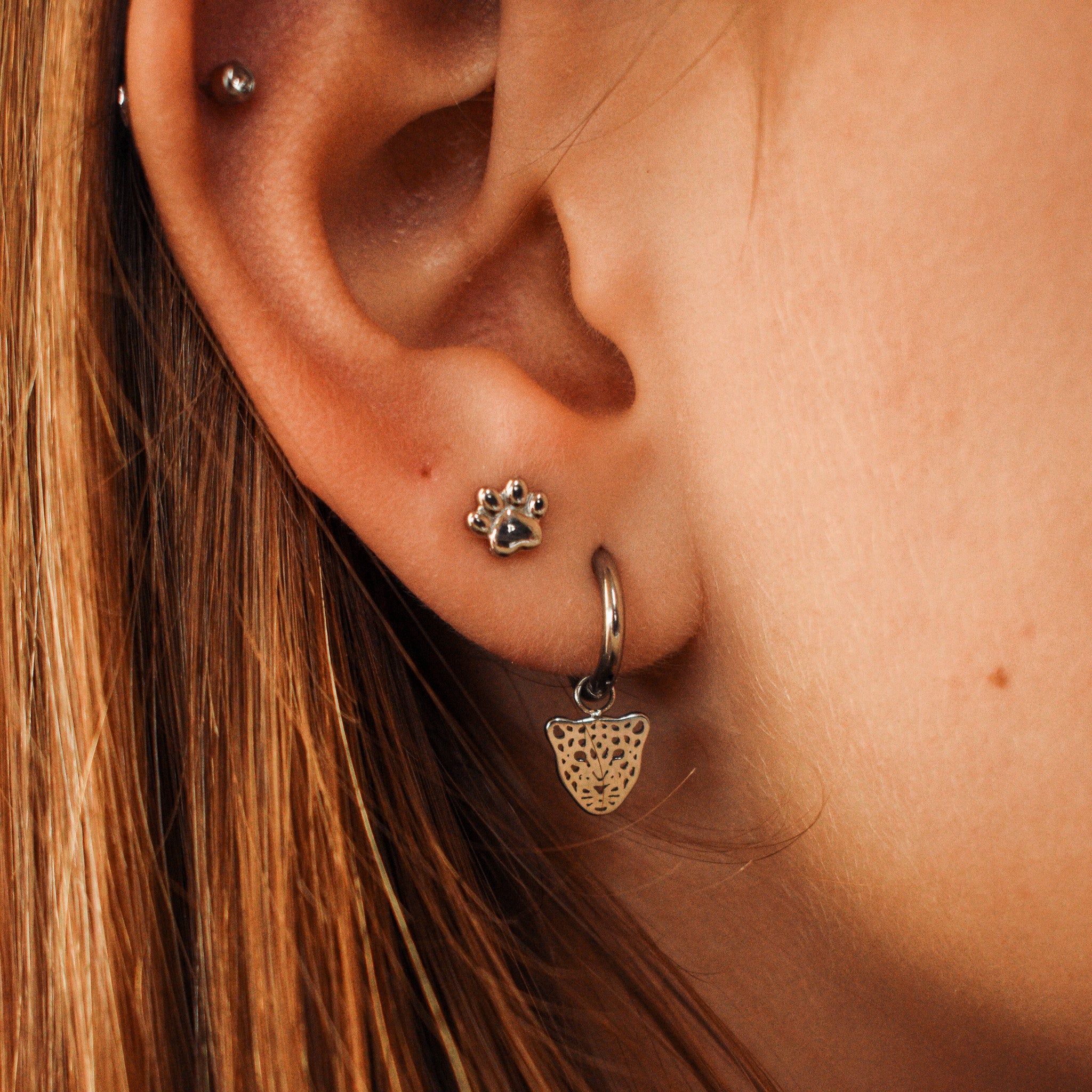 pootjes rvs zilver dier oorbellen