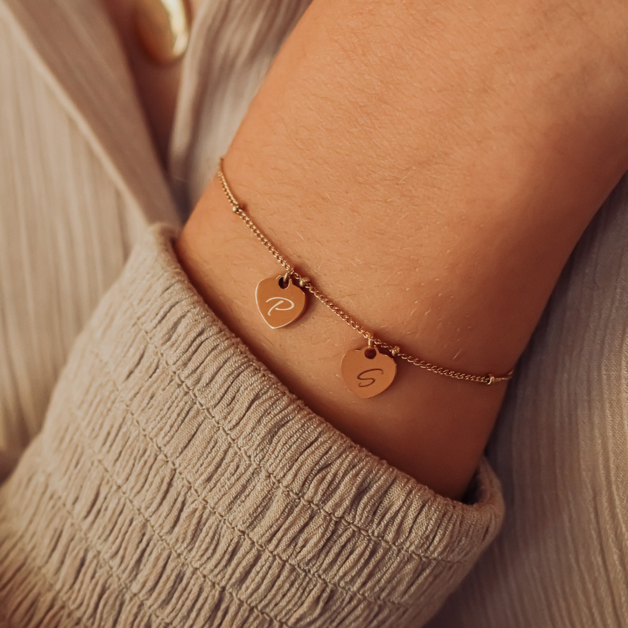 Bedel armband hart | 1 initiaal
