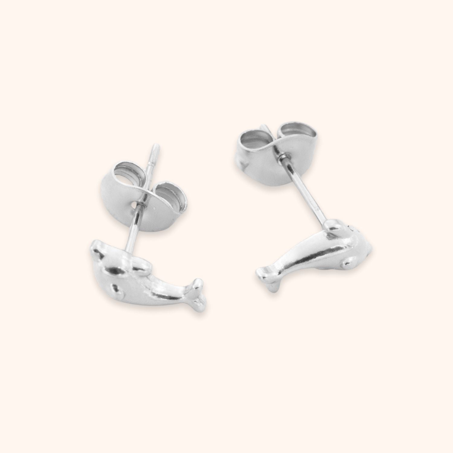 dolfijn oorknopjes zilver stainless steel