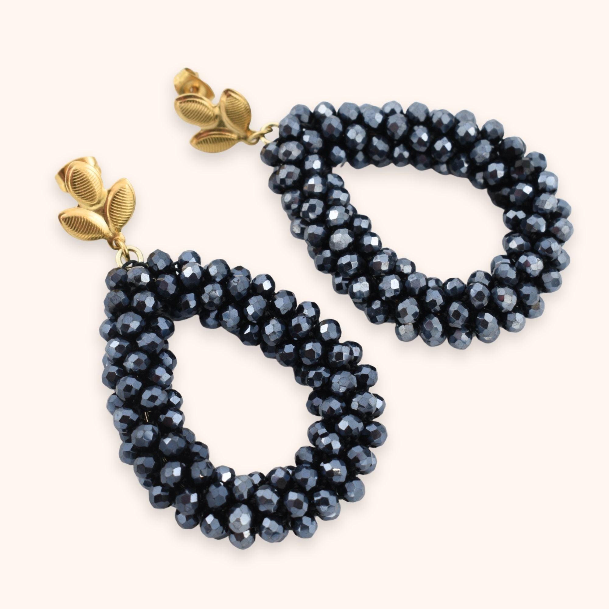 Statement oorbellen druppel blauw