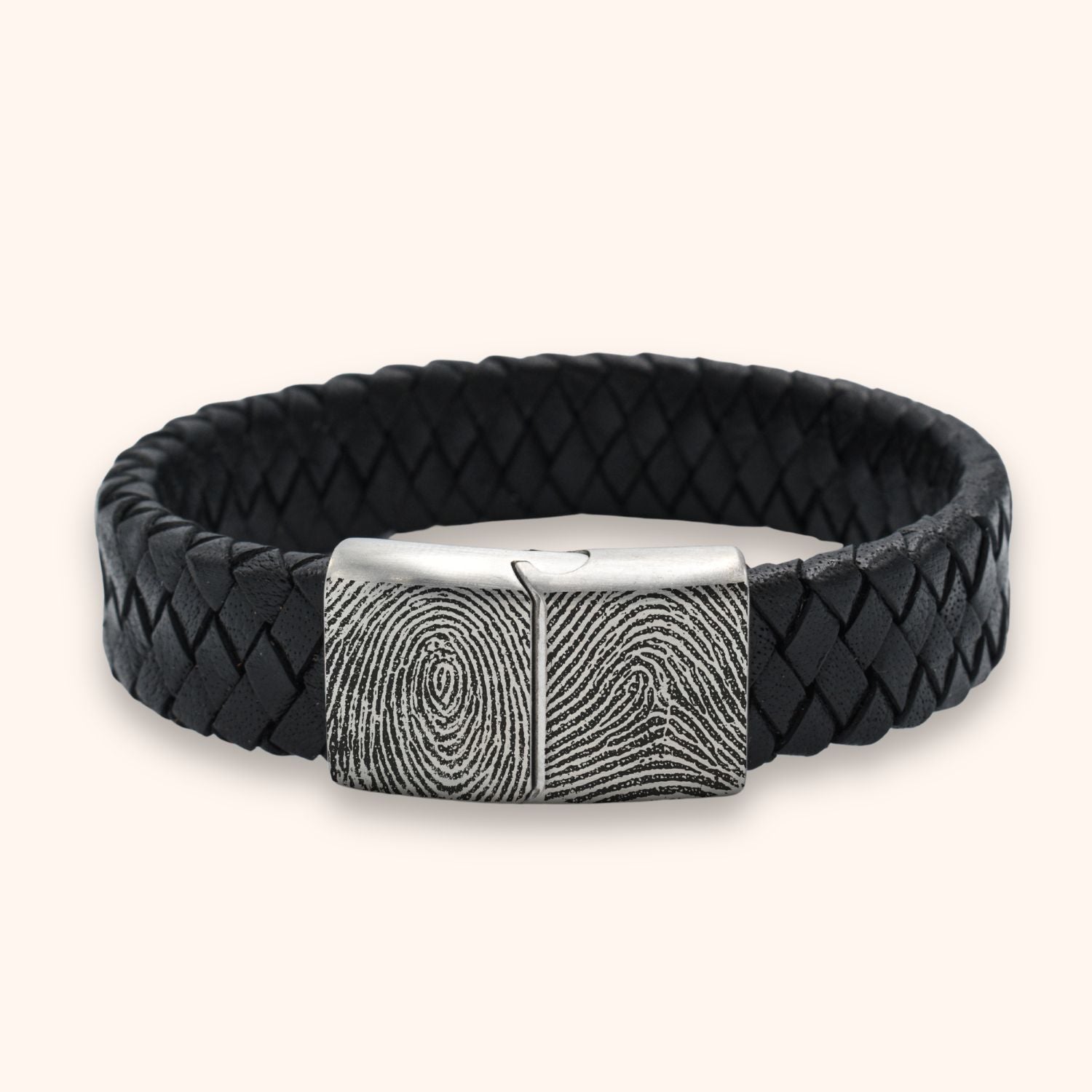 Heren armband leer 2 vingerafdrukken Marijke