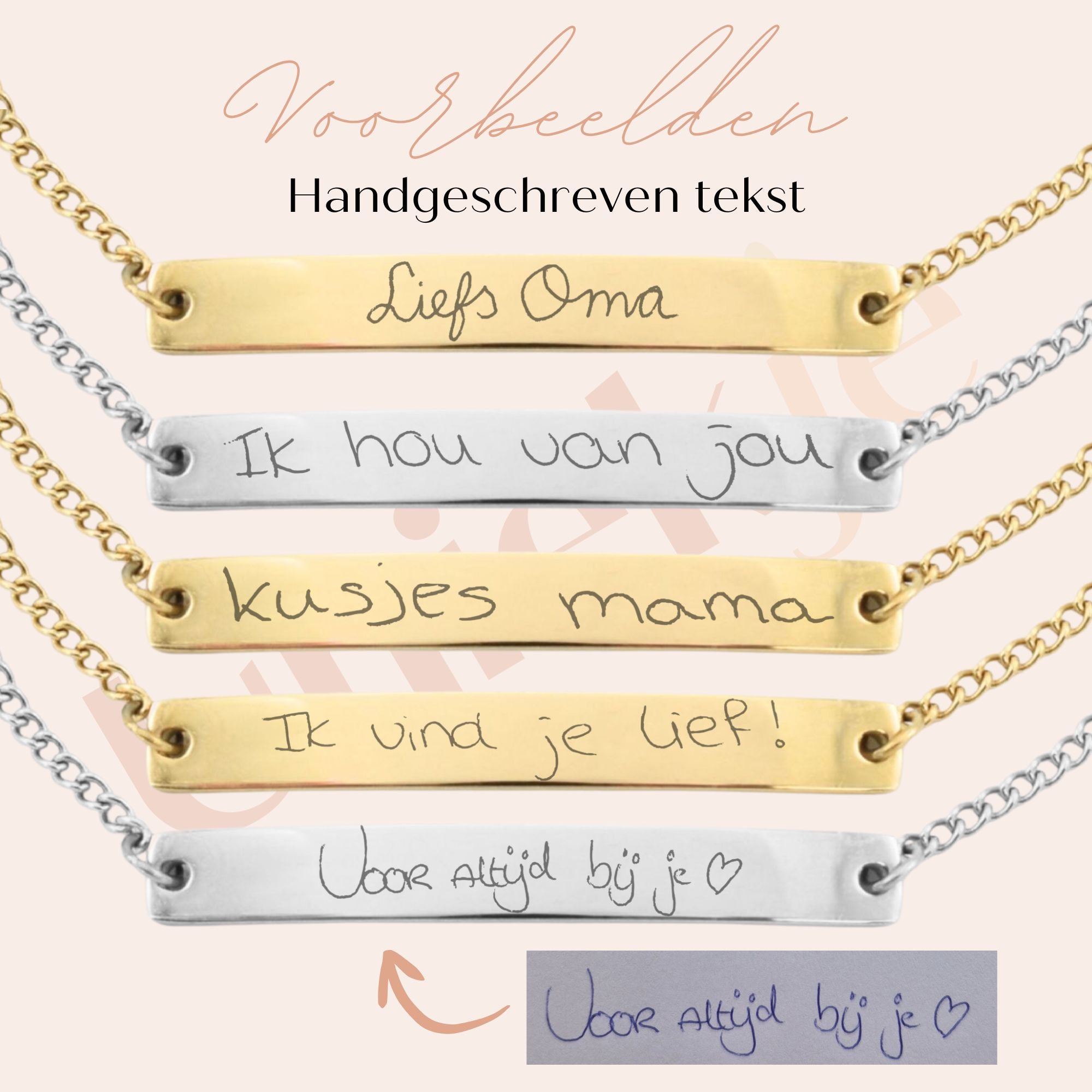 Kinderketting eigen handschrift staafje