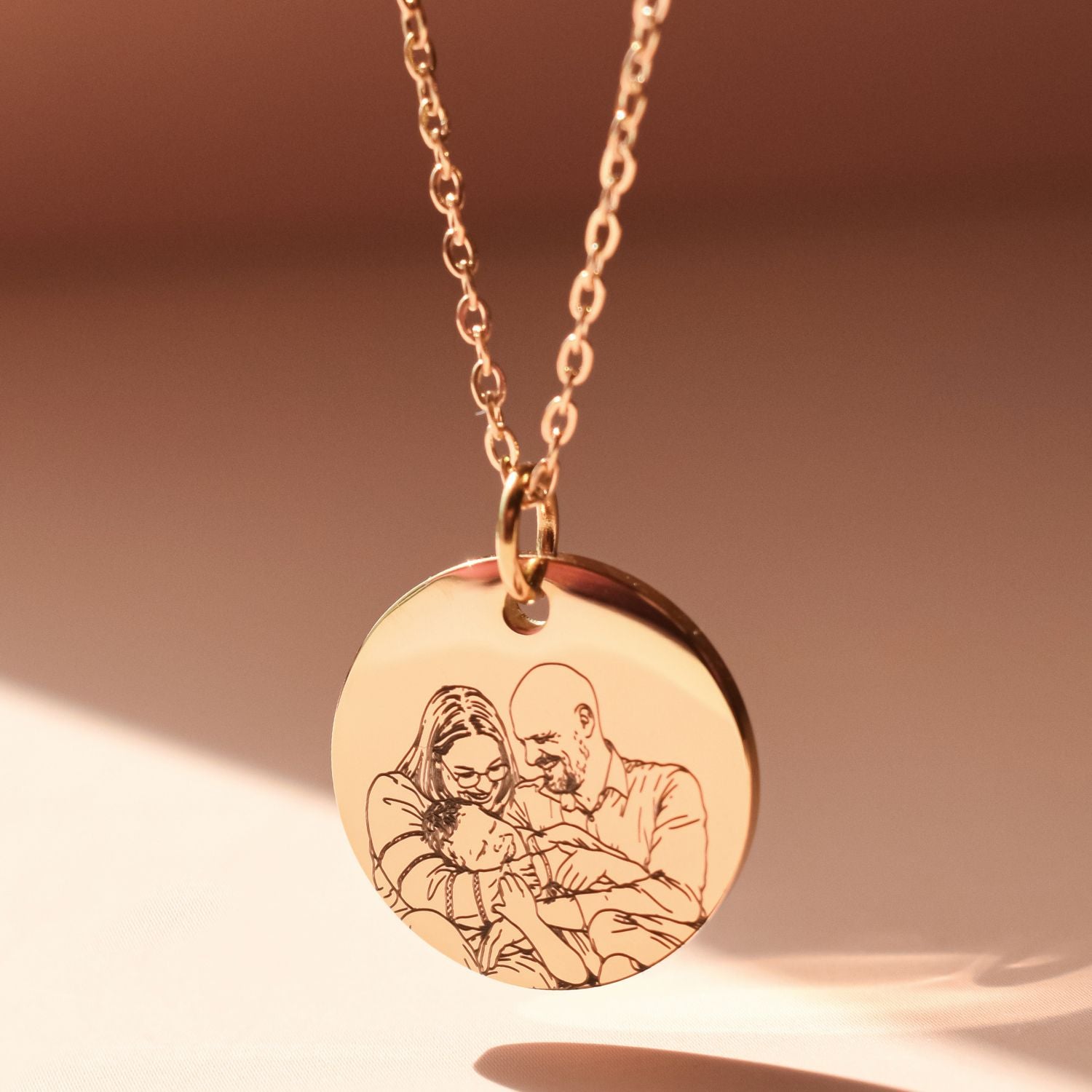 Foto graveren met ketting rvs kleur goud
