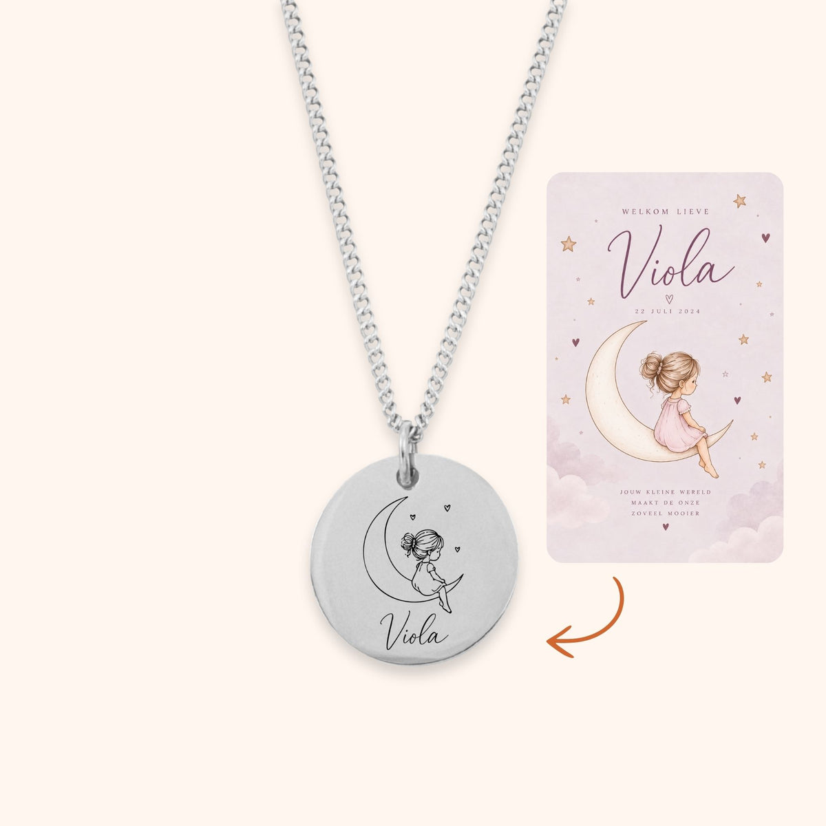 Ketting geboortekaartje & naam