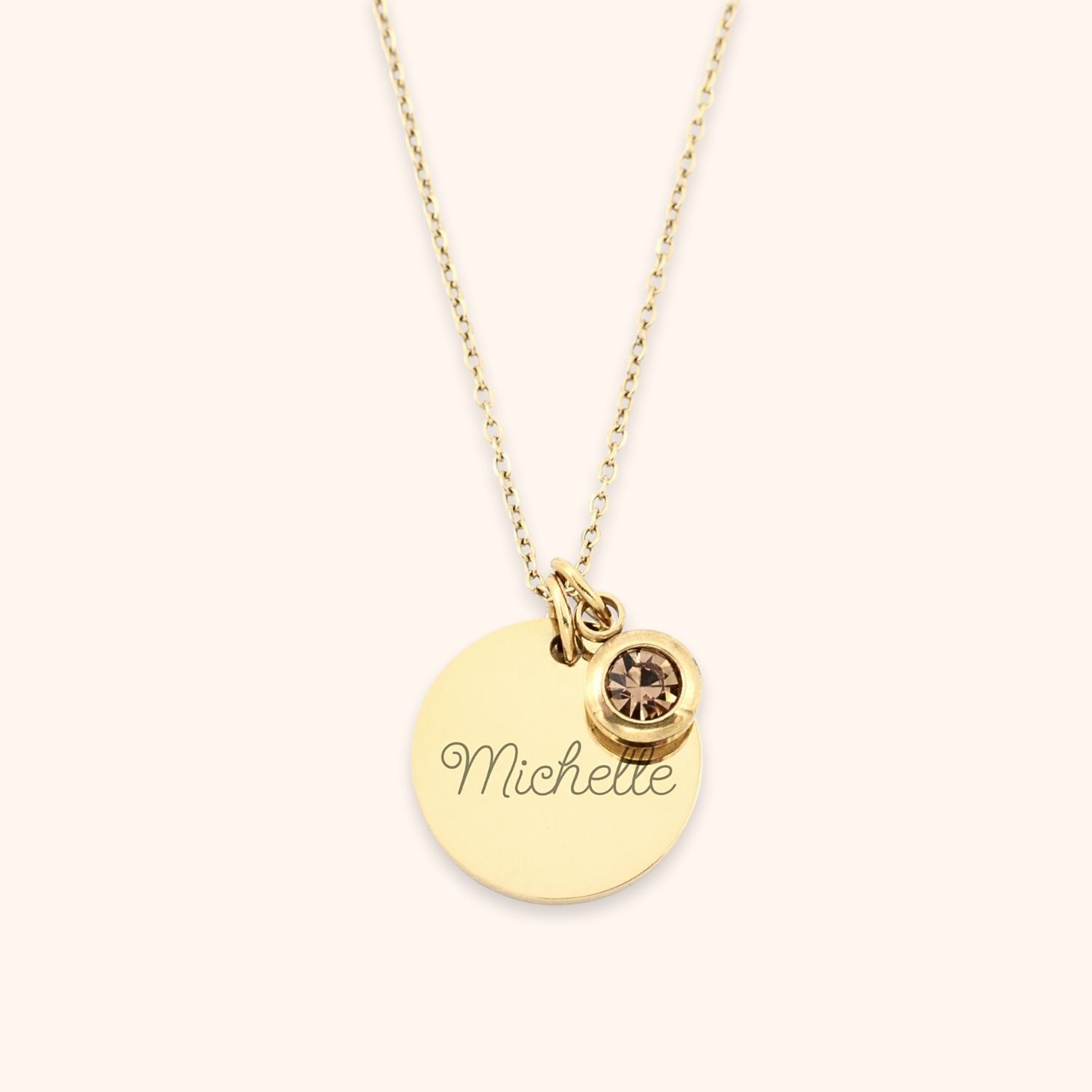 Naam ketting met geboortesteen goud stainless steel