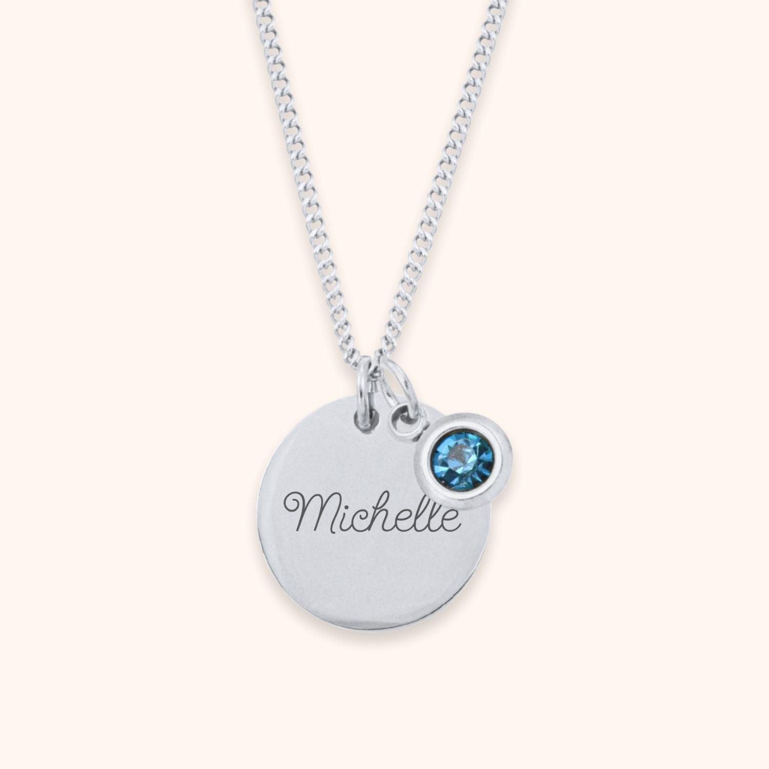 Naam ketting met geboortesteen zilver stainless steel