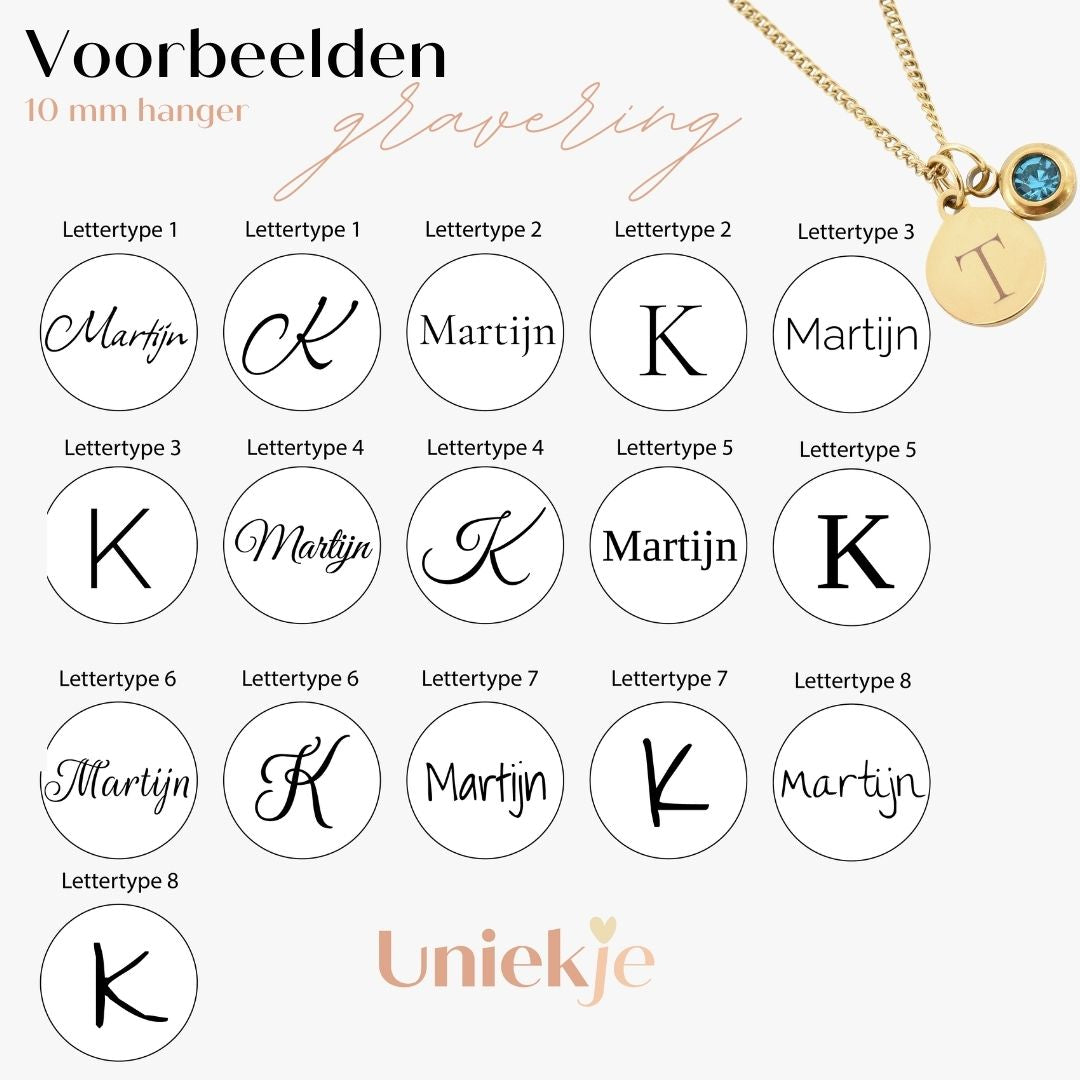 Geboortesteen ketting initiaal