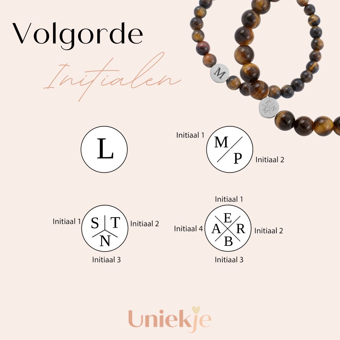 Initialen kralen armband sodaliet blauw