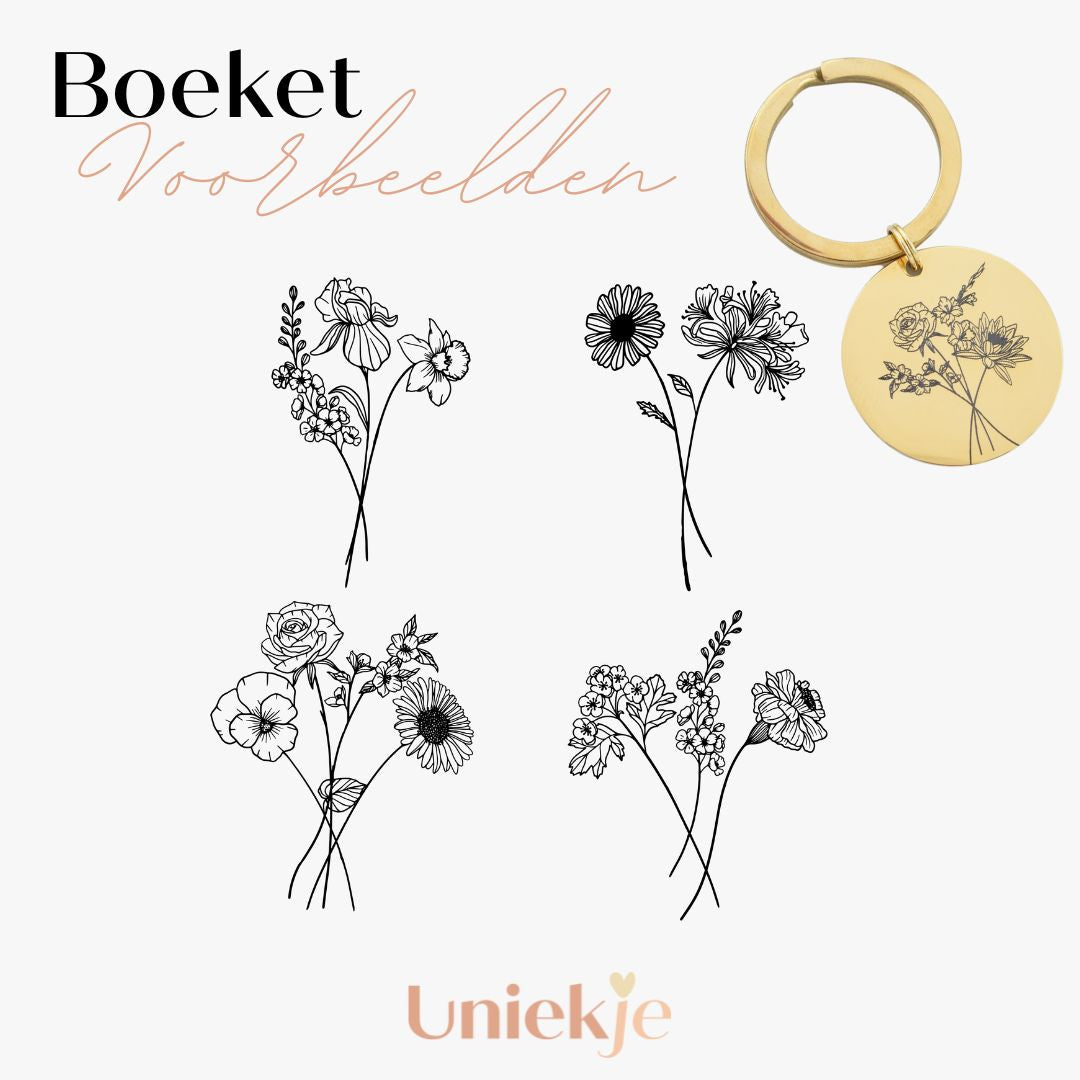 Wildflower geboortebloem sleutelhanger