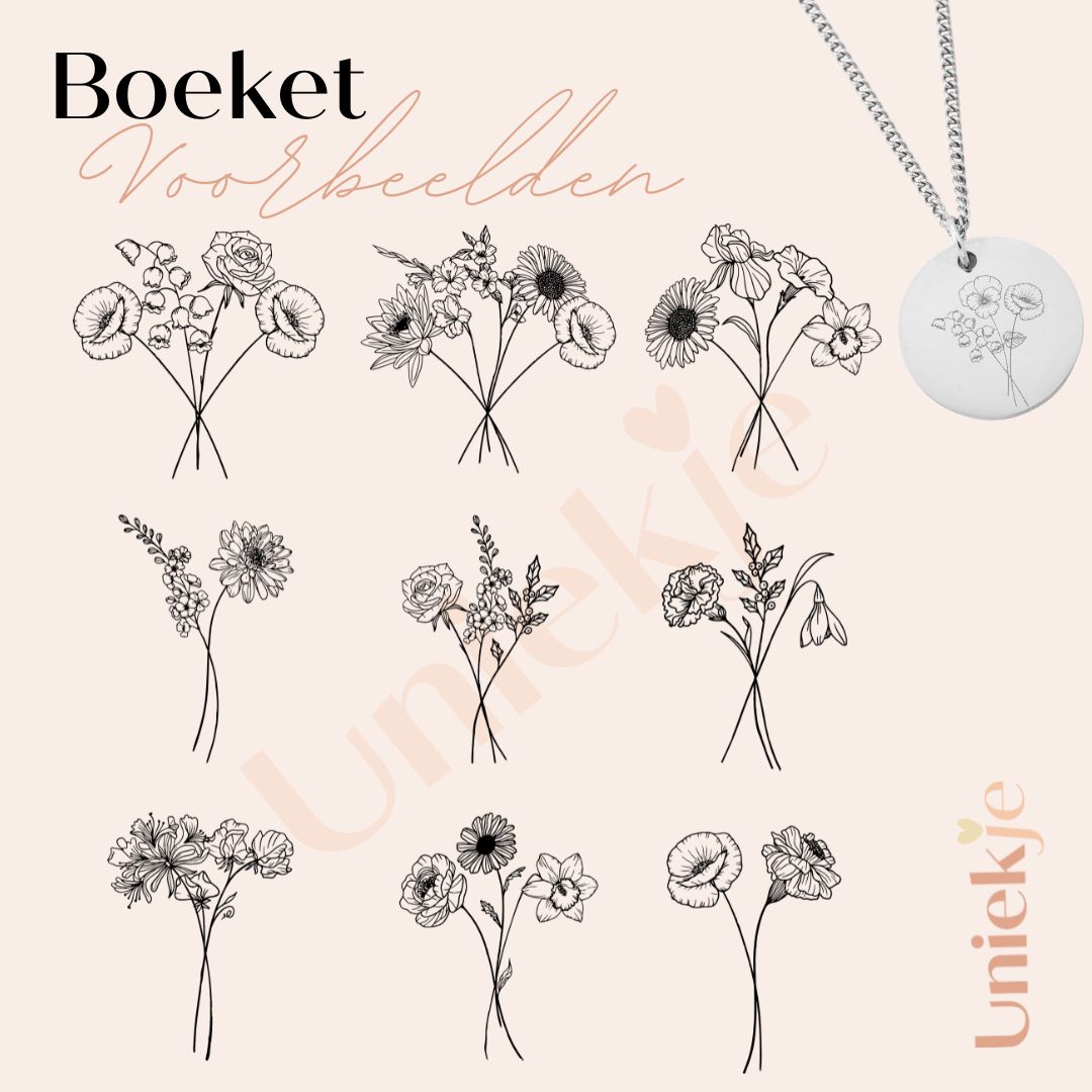 Geboortebloem boeket ketting wildflower