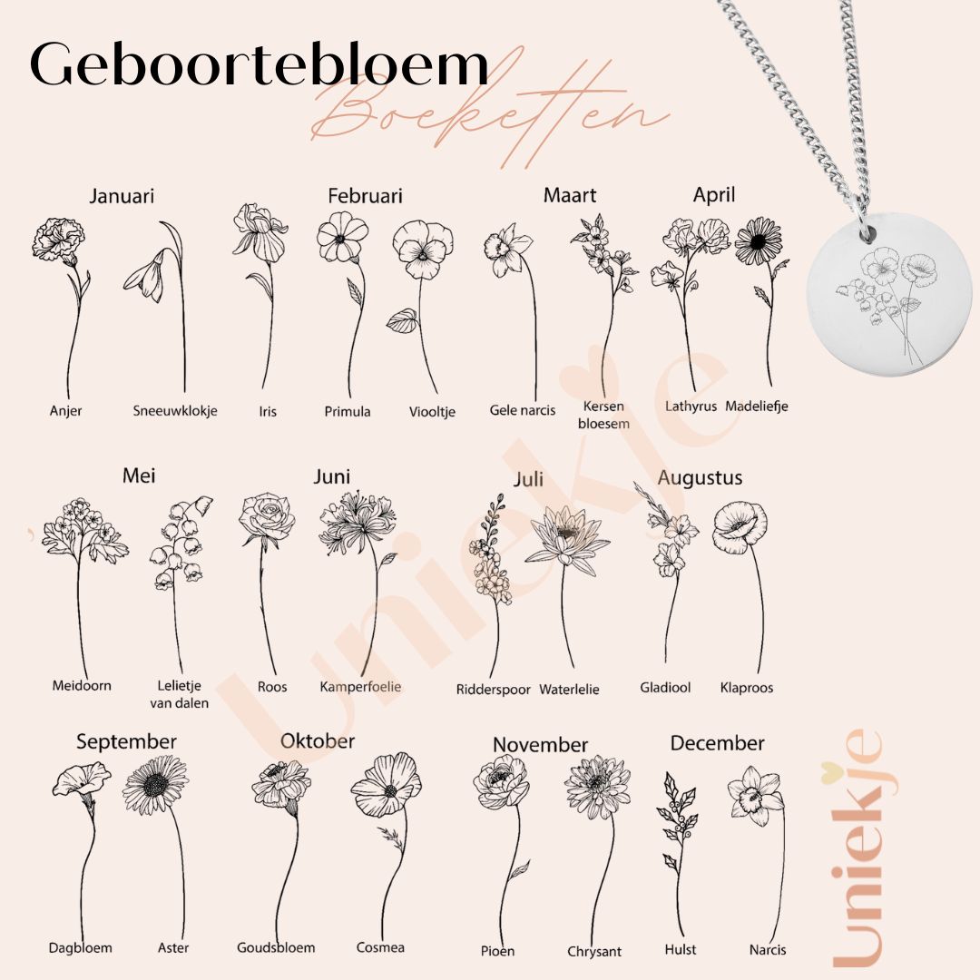 Geboortebloem boeket ketting wildflower