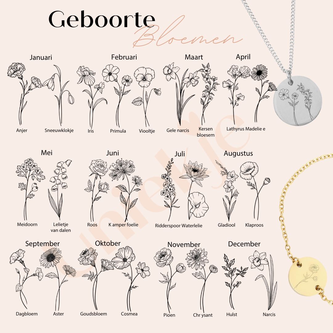 Geboortebloem ketting 1 bloem