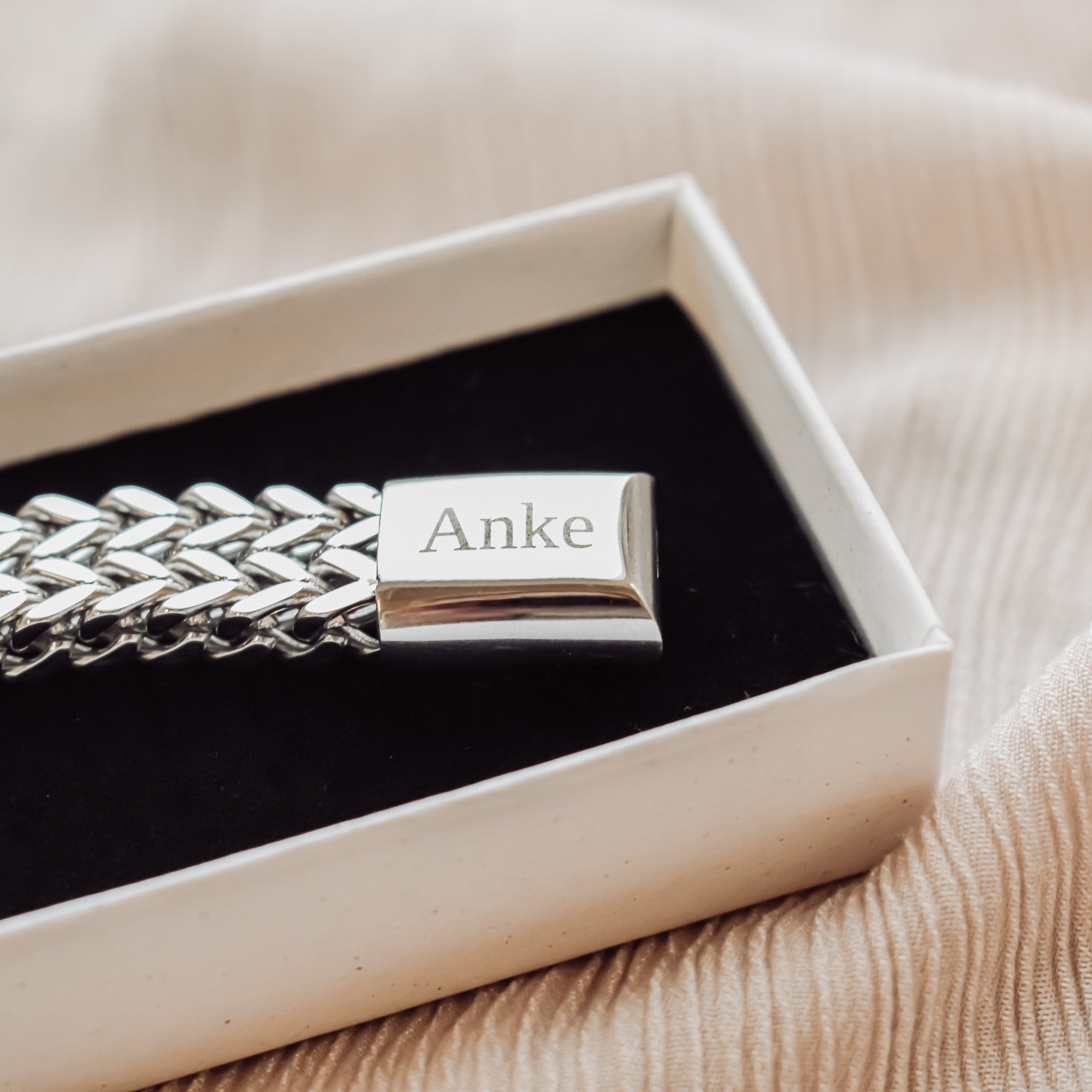 Gegraveerde armband mannen naam rvs