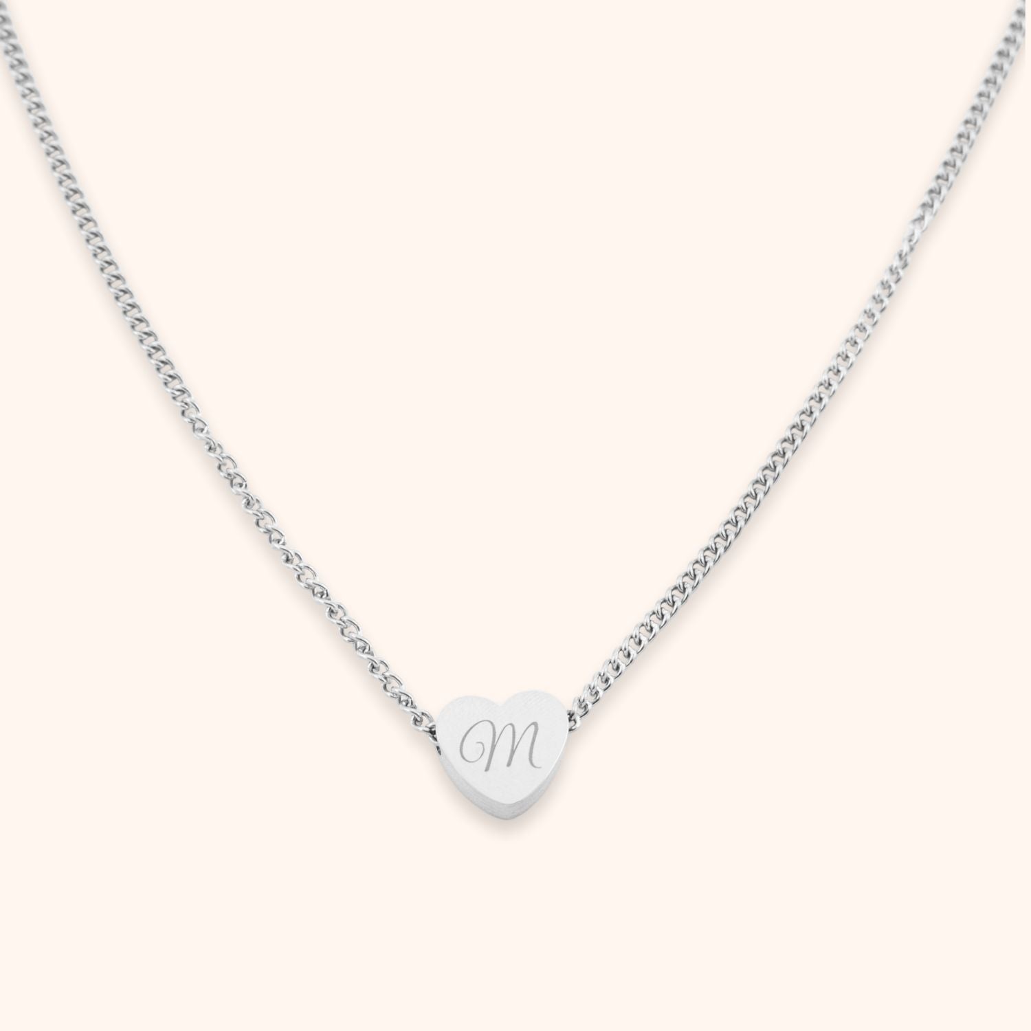 Gepersonaliseerde hart ketting dames initiaal zilver