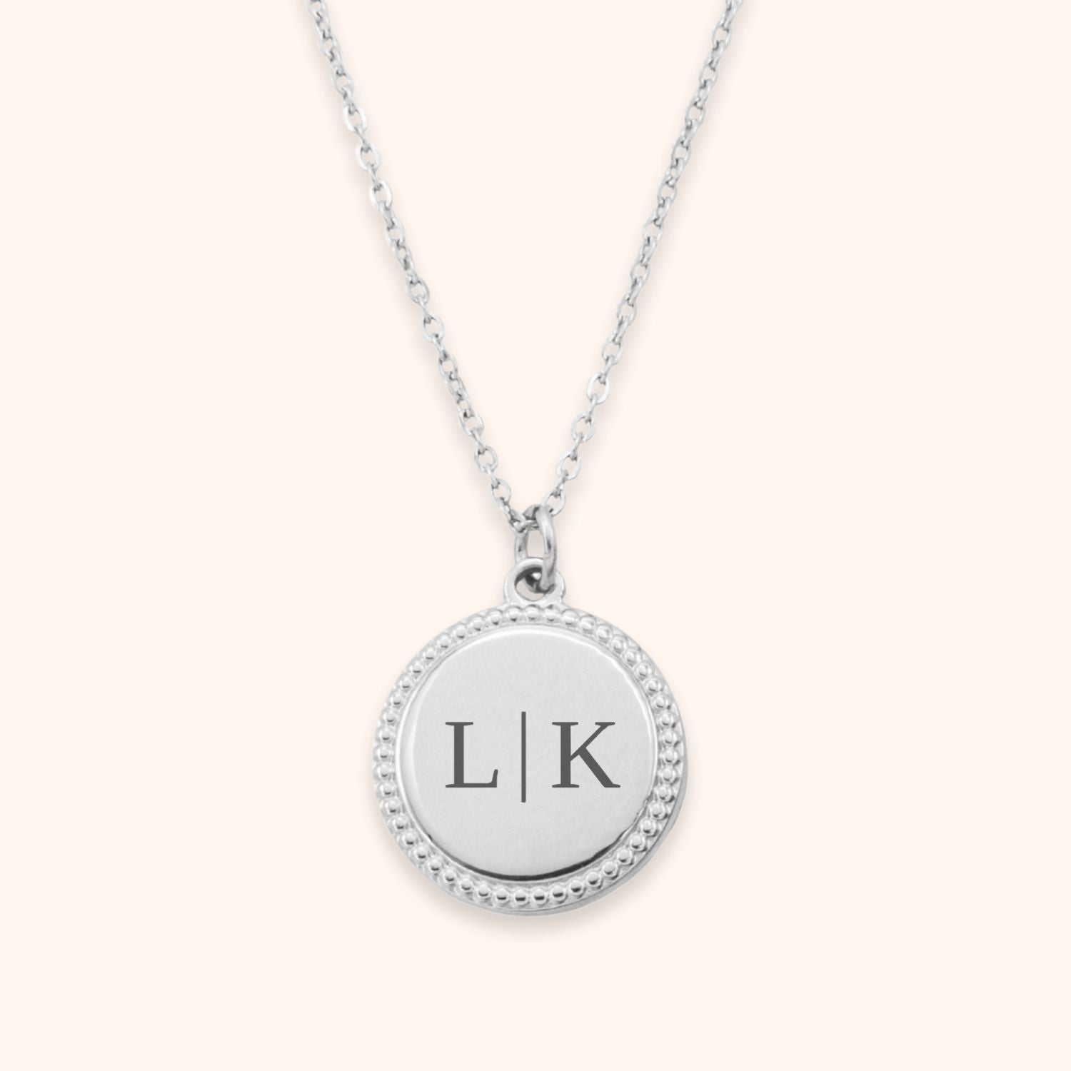 Ketting met initialen gegraveerd zilver stainless steel