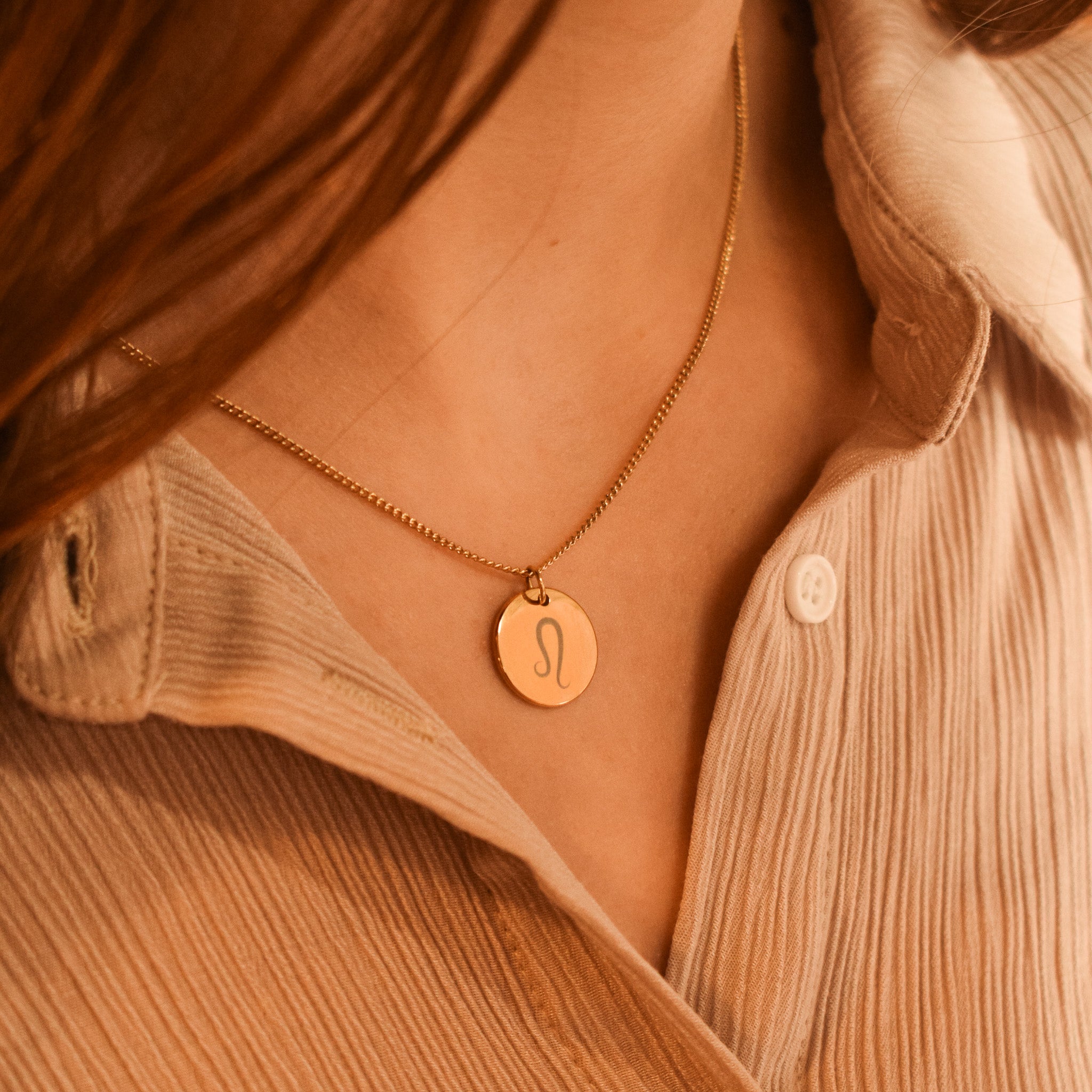 Gegraveerde sterrenbeeld teken ketting goud stainless steel