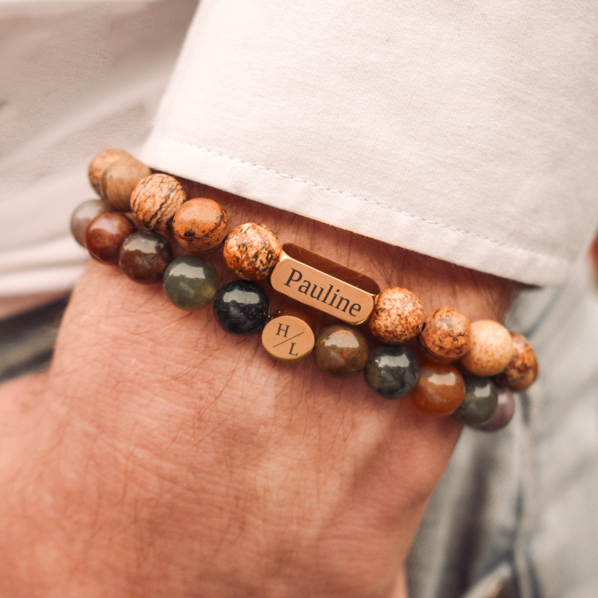 Gepersonaliseerde kralen armband heren