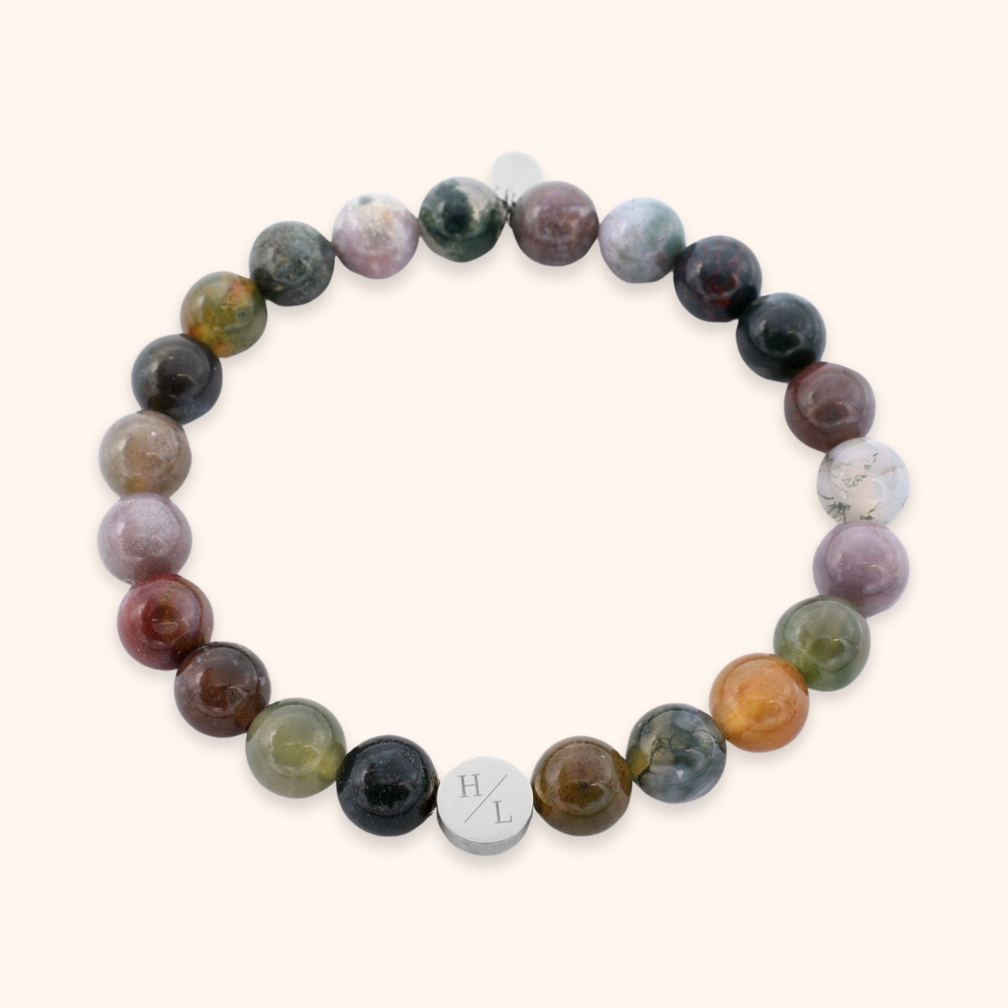 Natuursteen kralen armband heren met initialen groen