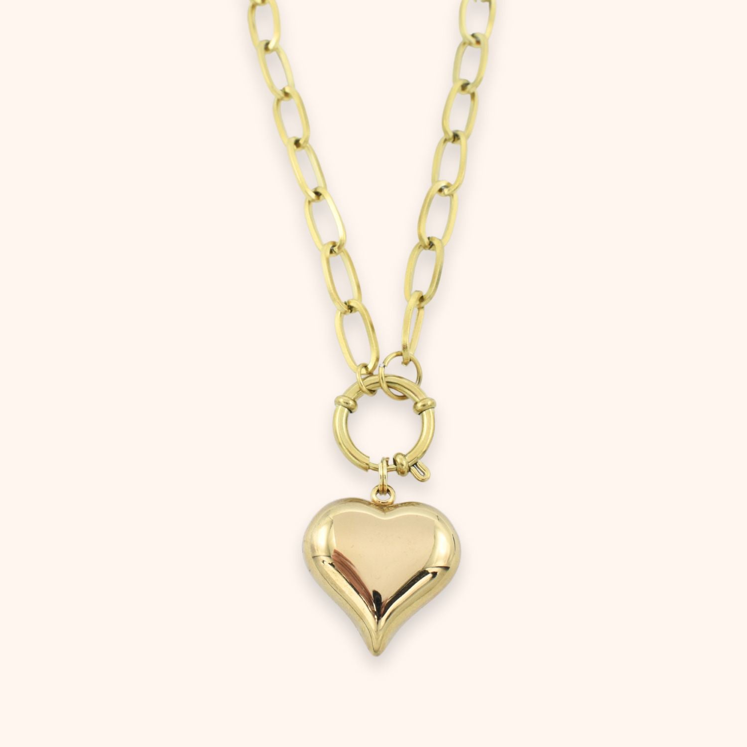 Groot hart ketting kleur goud stainless steel