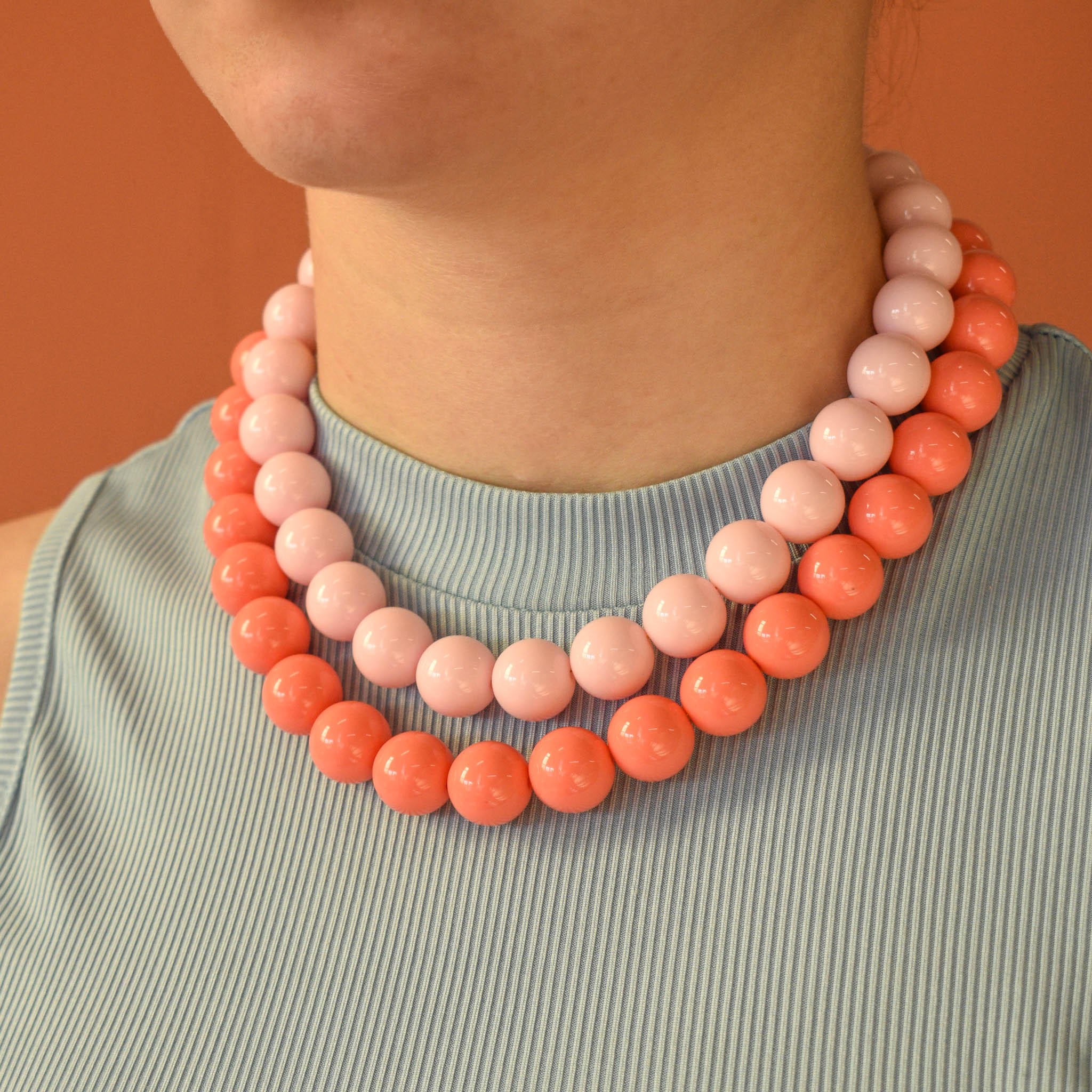 Grote kralen ketting lichtroze