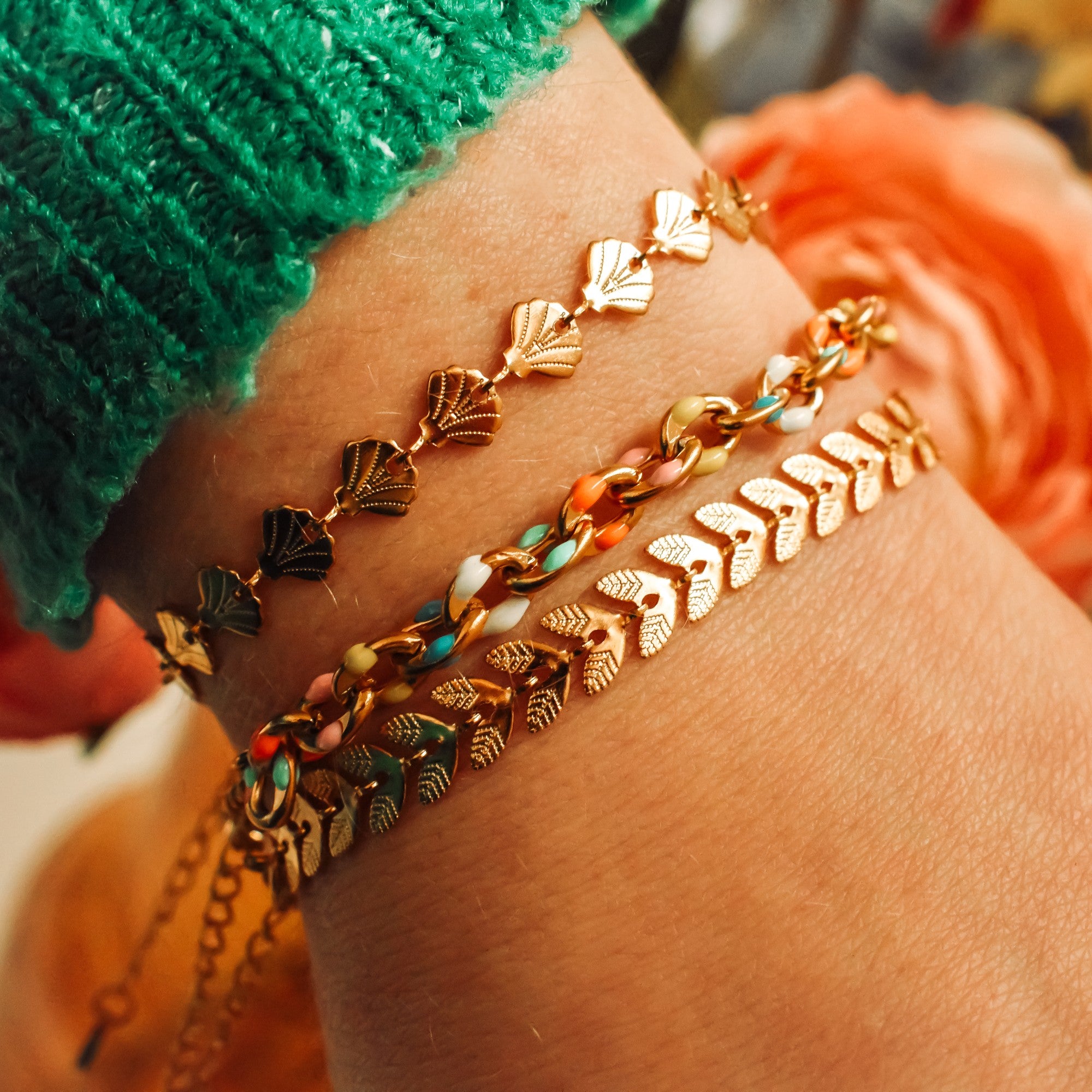 Armbanden zomers kleur goud stainless steel