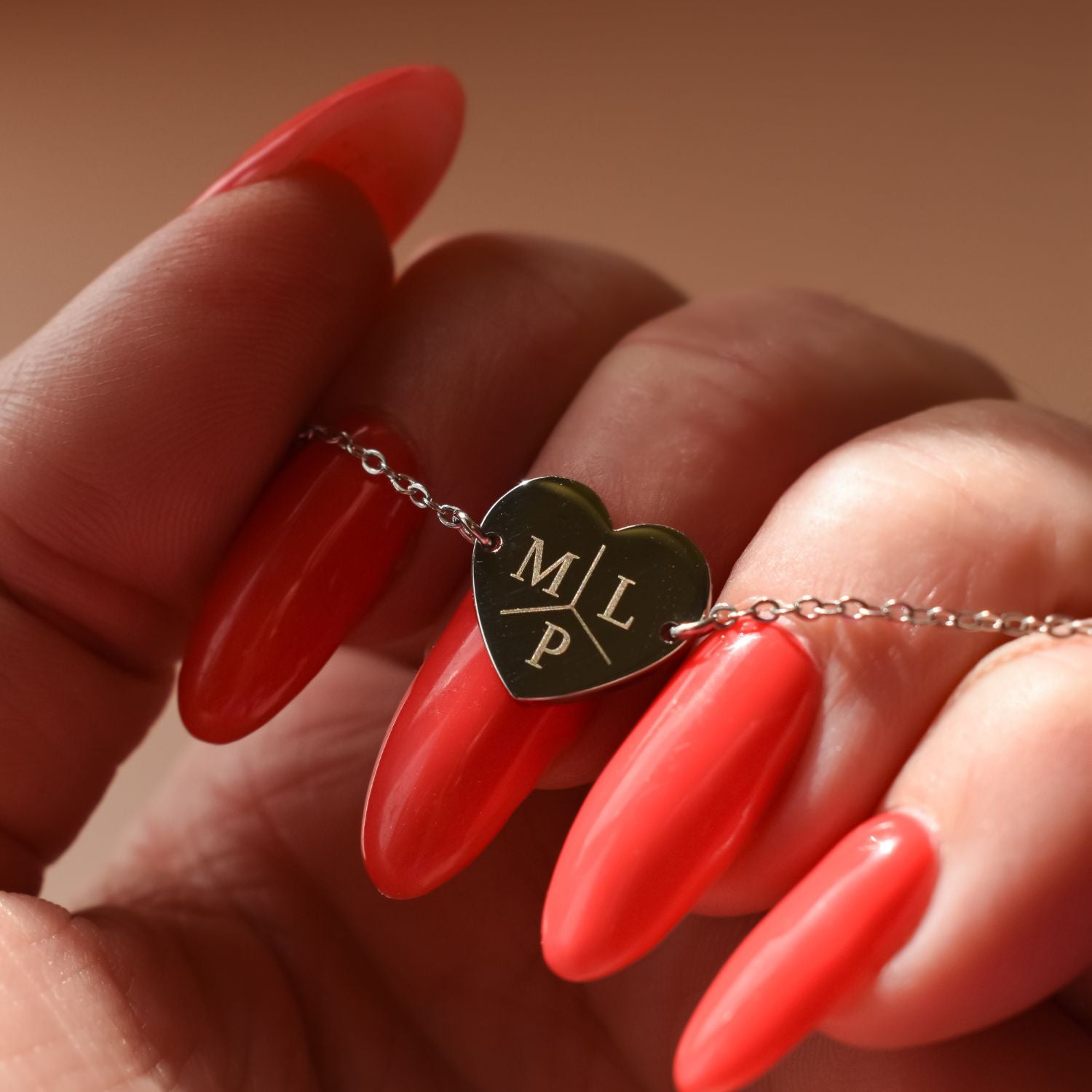 Hart armbandje met initialen stainless steel