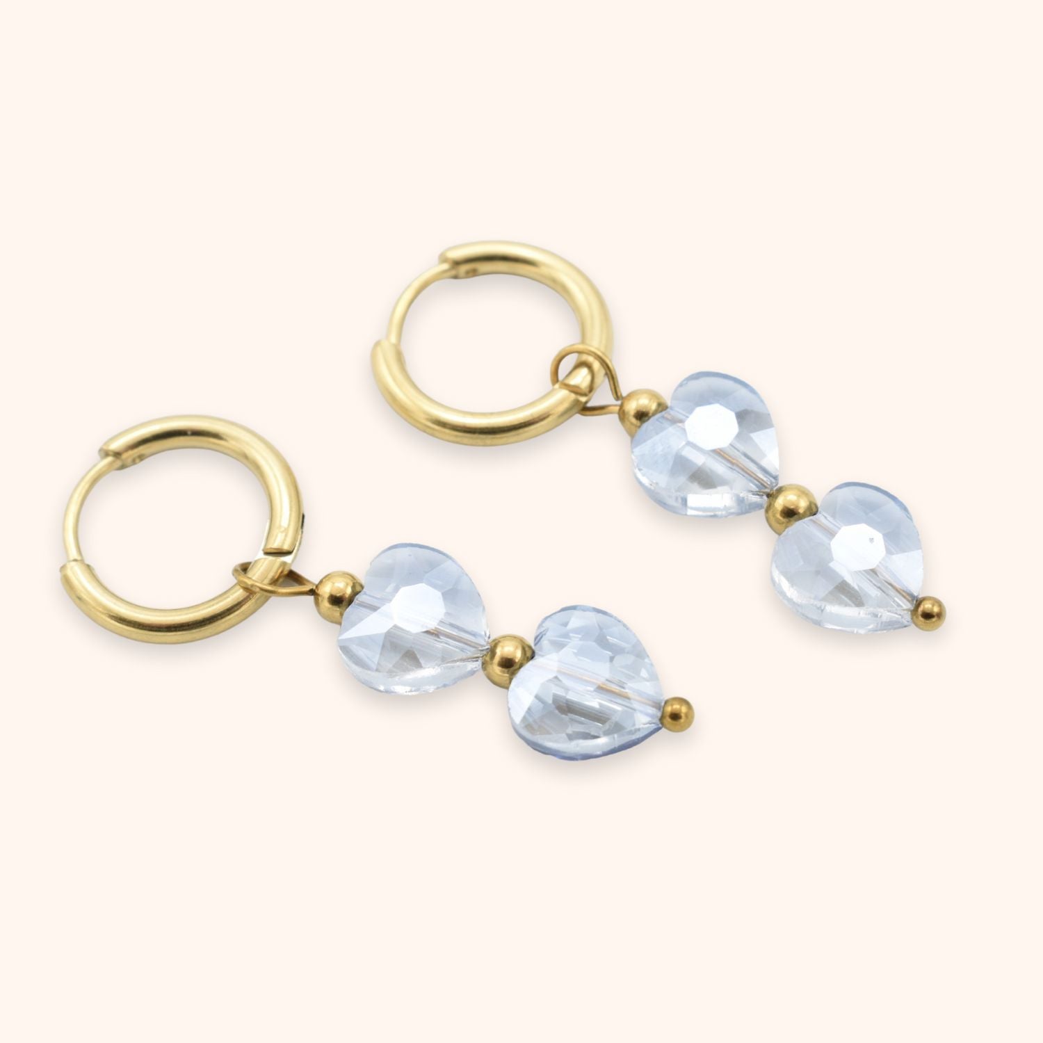 Oorringen hartjes facet blauw