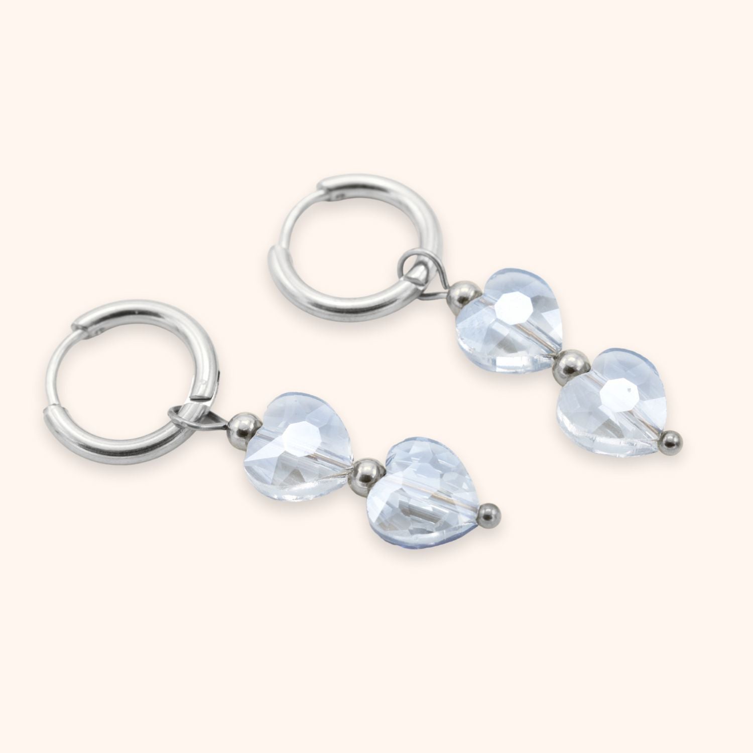 Oorringen hartjes facet blauw