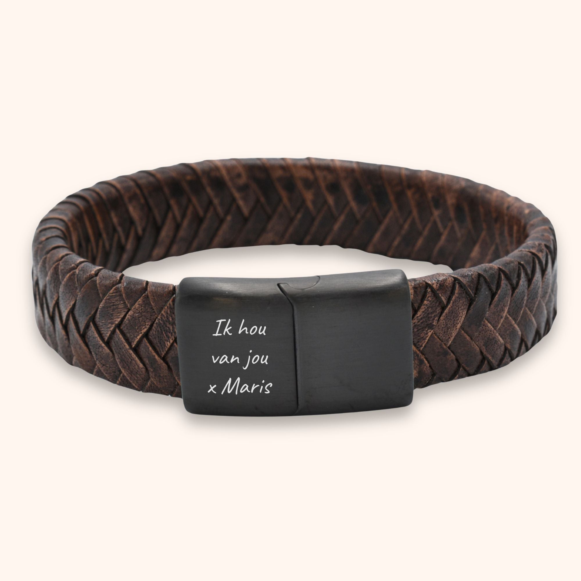 Leren armband heren namen 15 mm