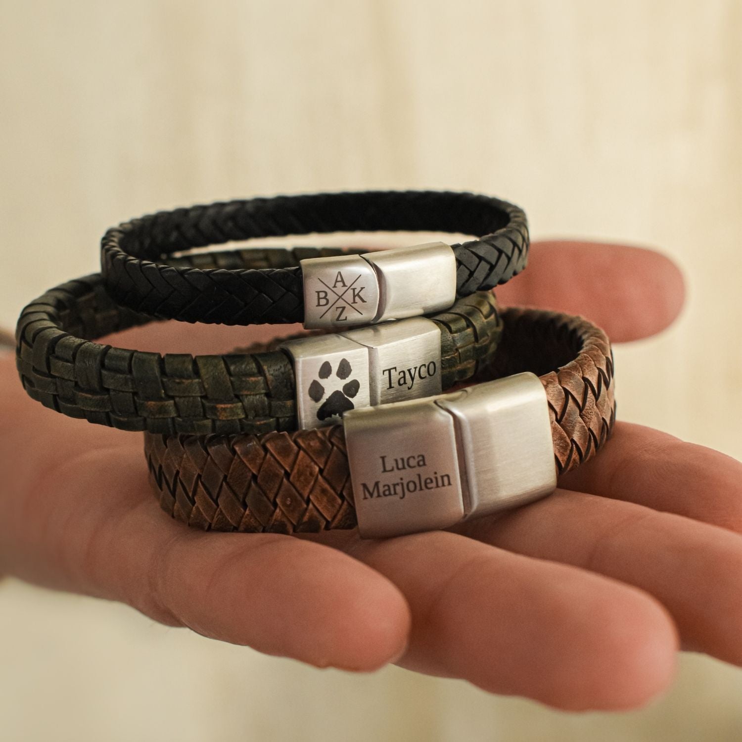 Leren armband heren vingerafdruk 15 mm